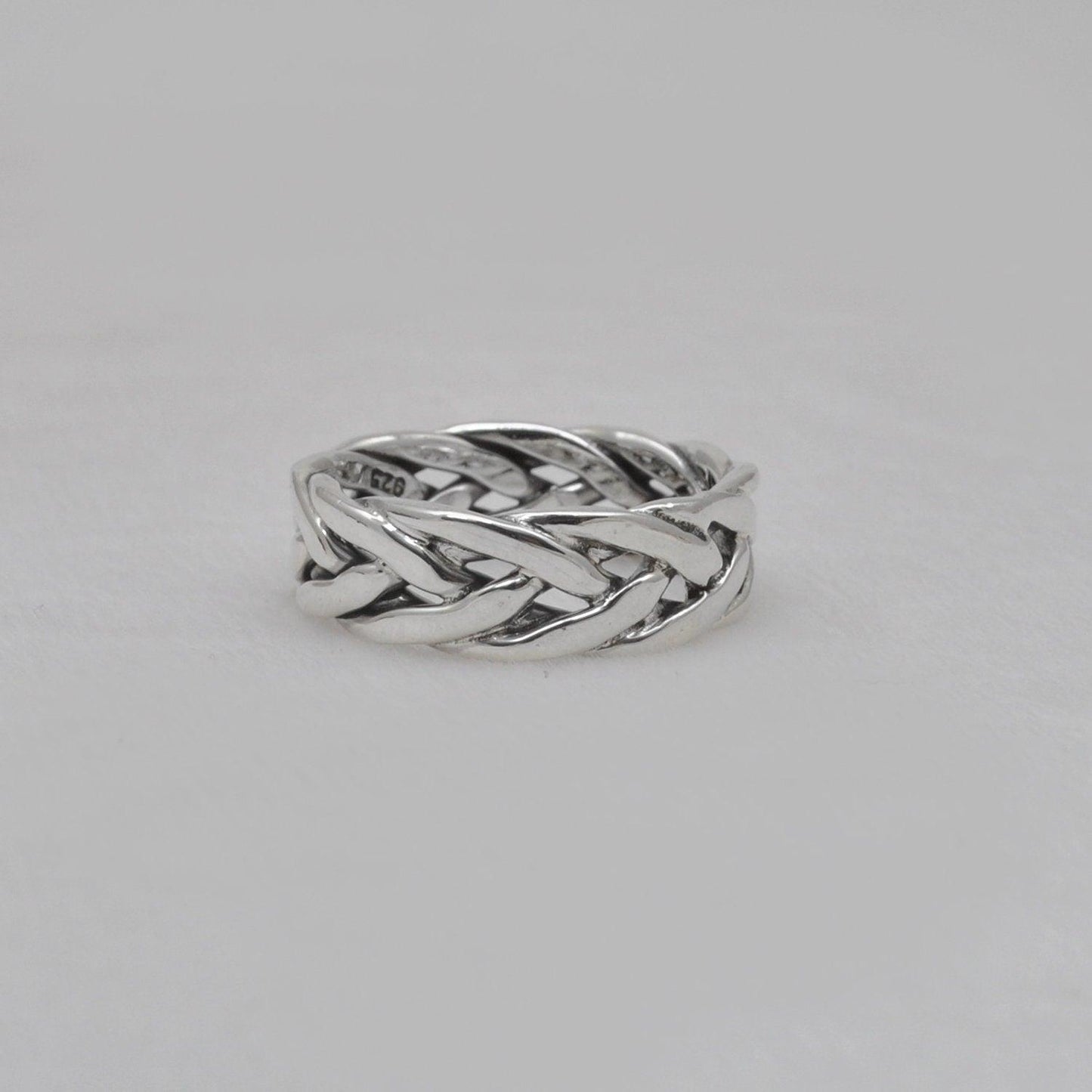 Woven Celtic Silver Braid Ring Size 8.5 - Kanika Creations