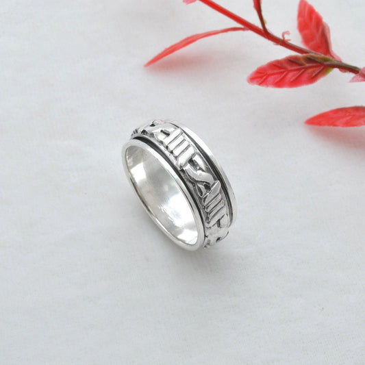 Silver Viking Band Thumb Ring Size 13 - Kanika Creations
