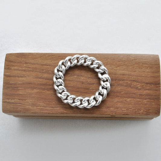 925 Sterling Silver Cuban Link Band Ring 9 US - Kanika Creations
