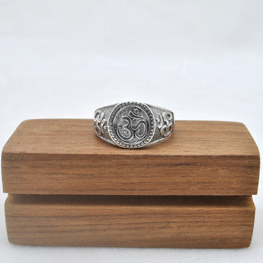 925 Sterling Silver OM Spiritual Ring Size 13 - Kanika Creations