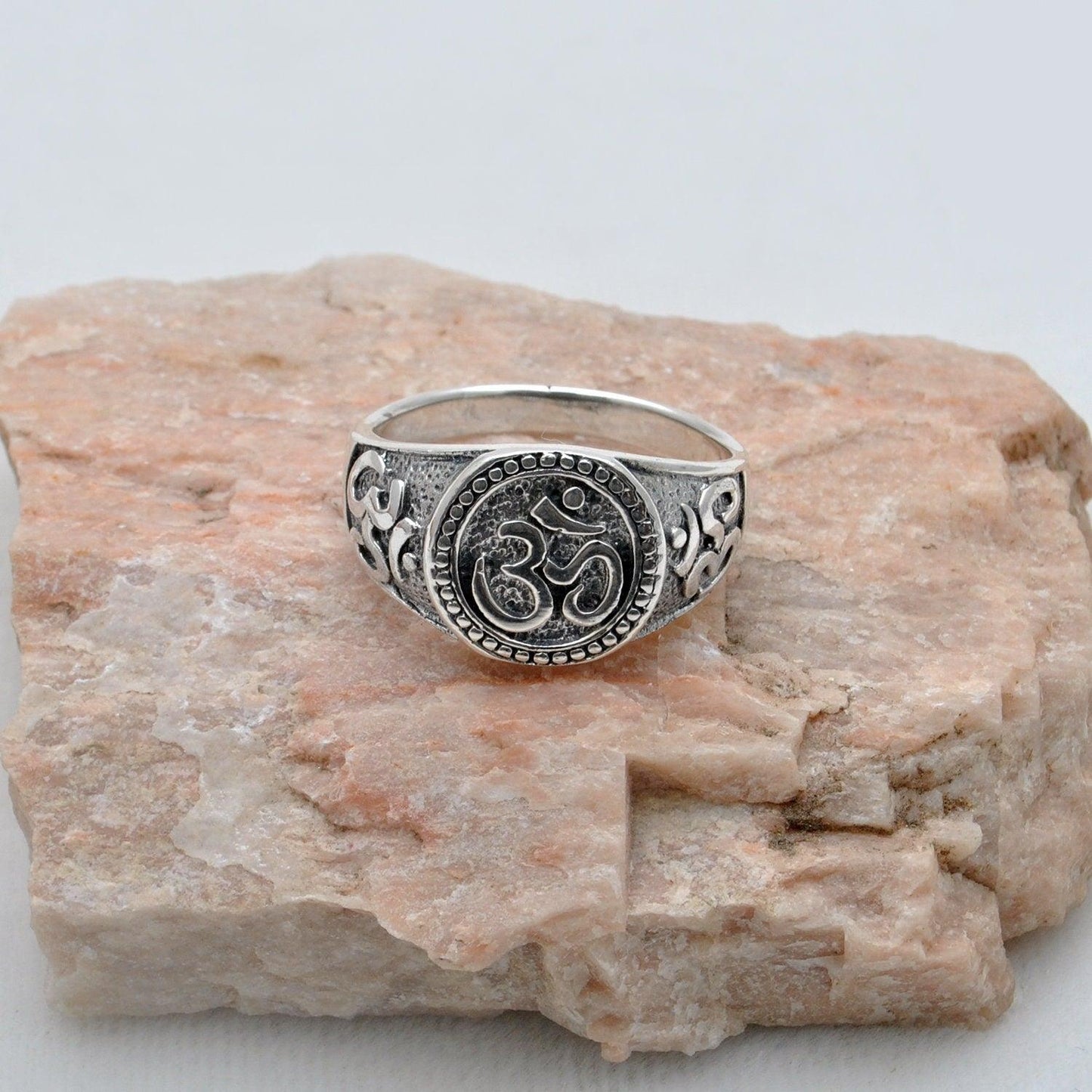 925 Sterling Silver OM Spiritual Ring Size 13 - Kanika Creations