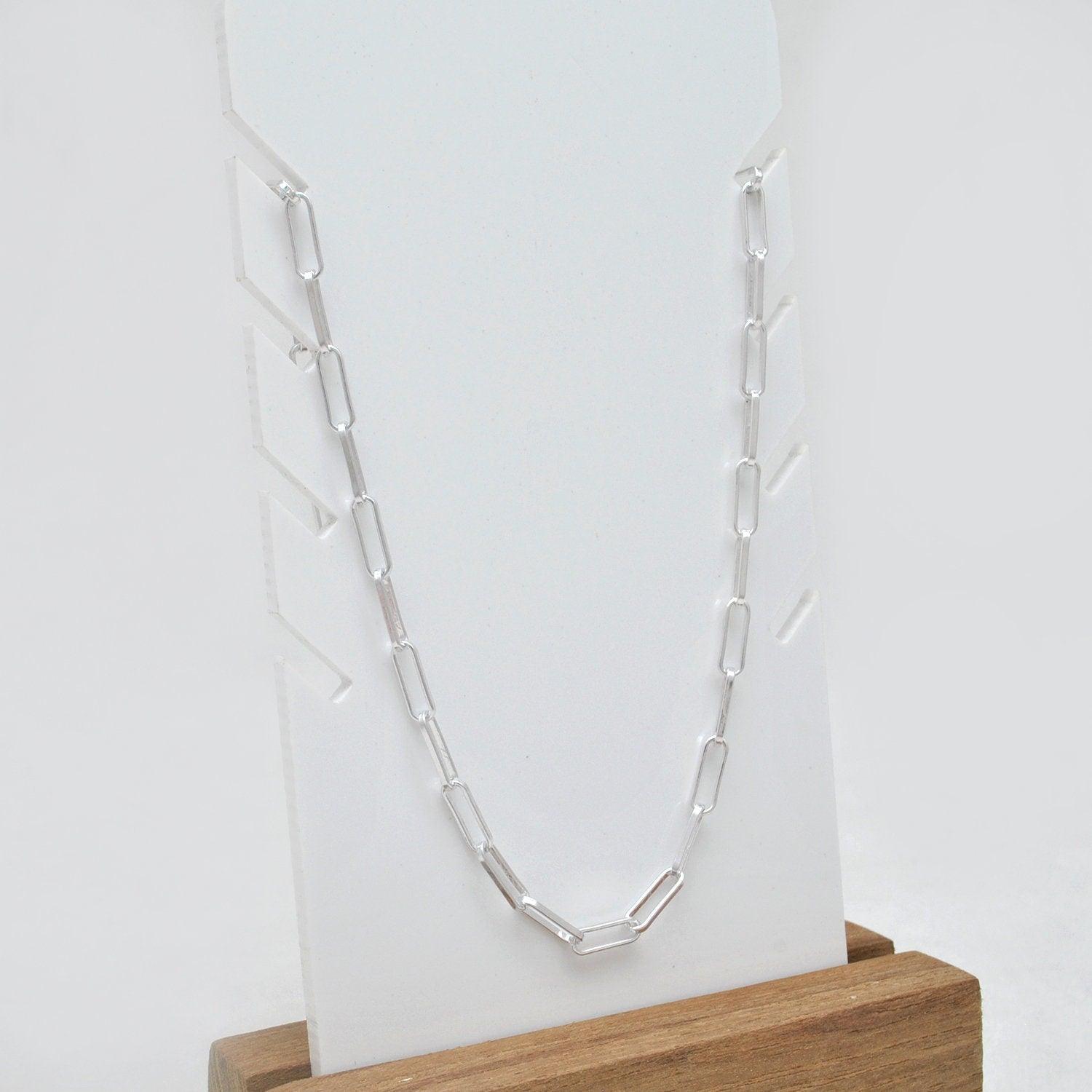 925 Silver Paperclip Necklace Chain Jewelry - Kanika Creations