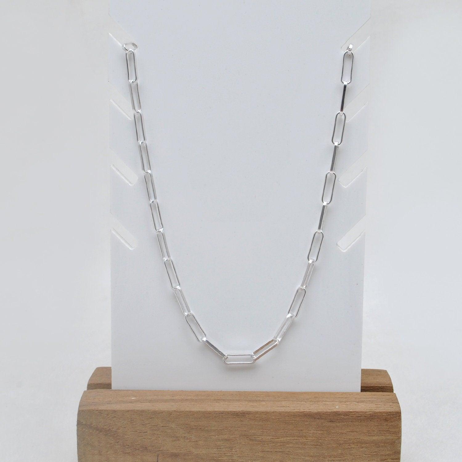 925 Silver Paperclip Necklace Chain Jewelry - Kanika Creations