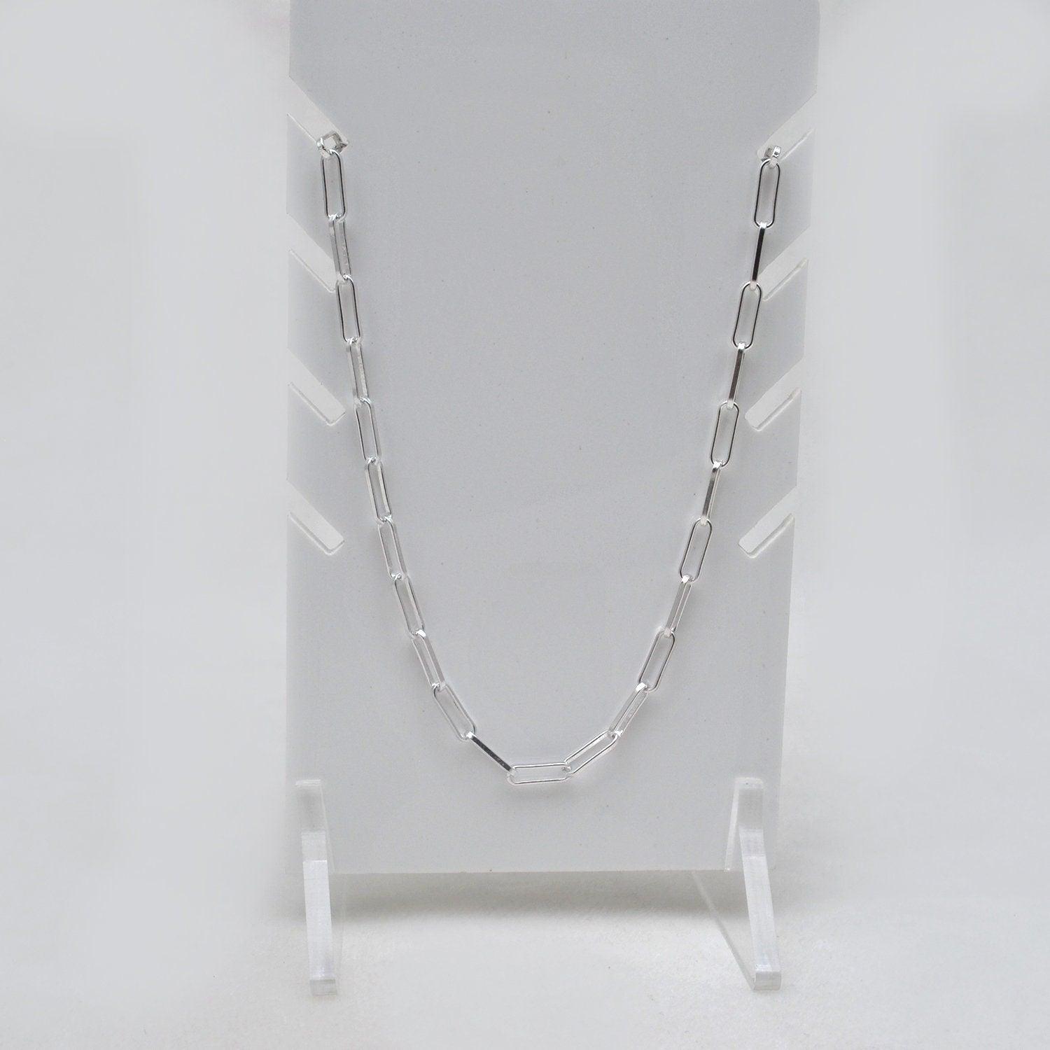 925 Silver Paperclip Necklace Chain Jewelry - Kanika Creations