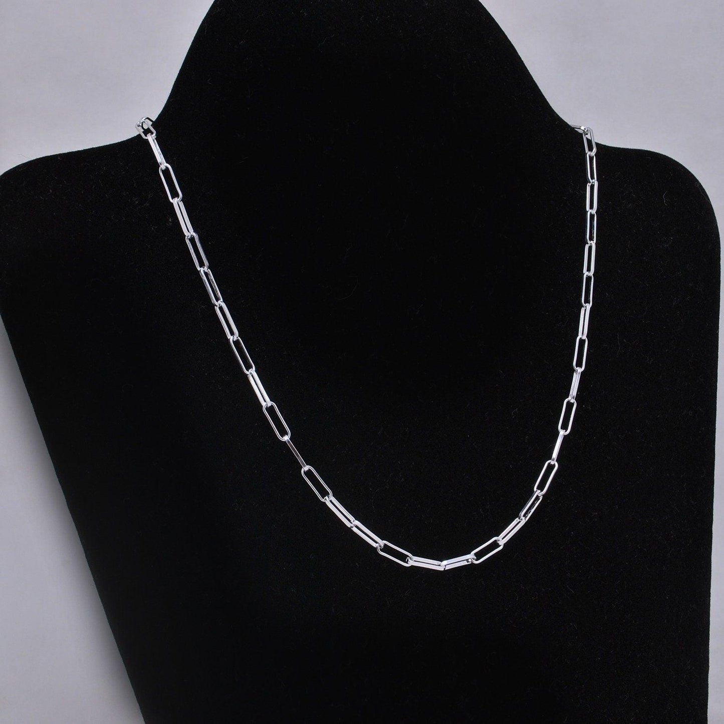 925 Silver Paperclip Necklace Chain Jewelry - Kanika Creations