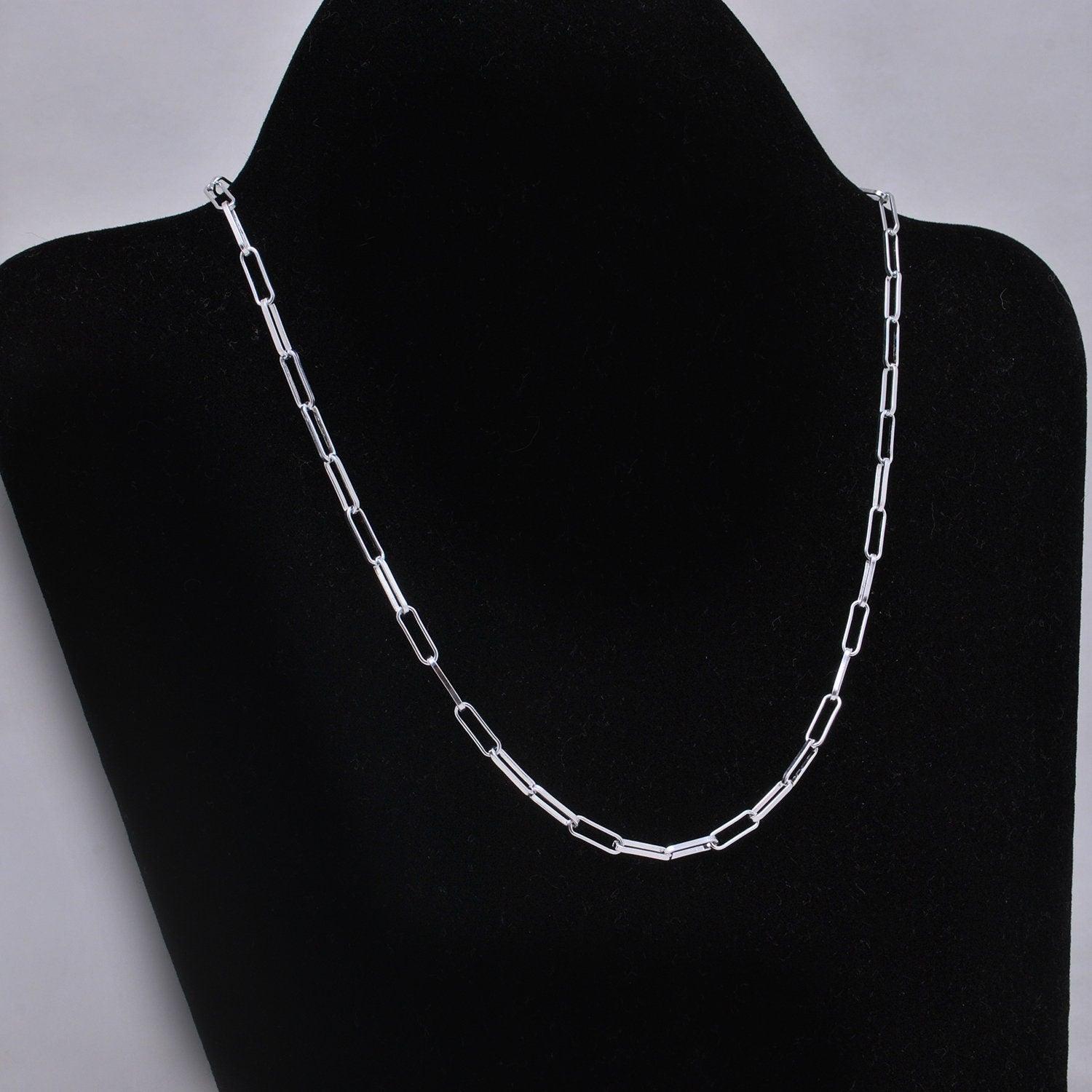 925 Silver Paperclip Necklace Chain Jewelry - Kanika Creations