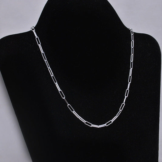 925 Silver Paperclip Necklace Chain Jewelry - Kanika Creations