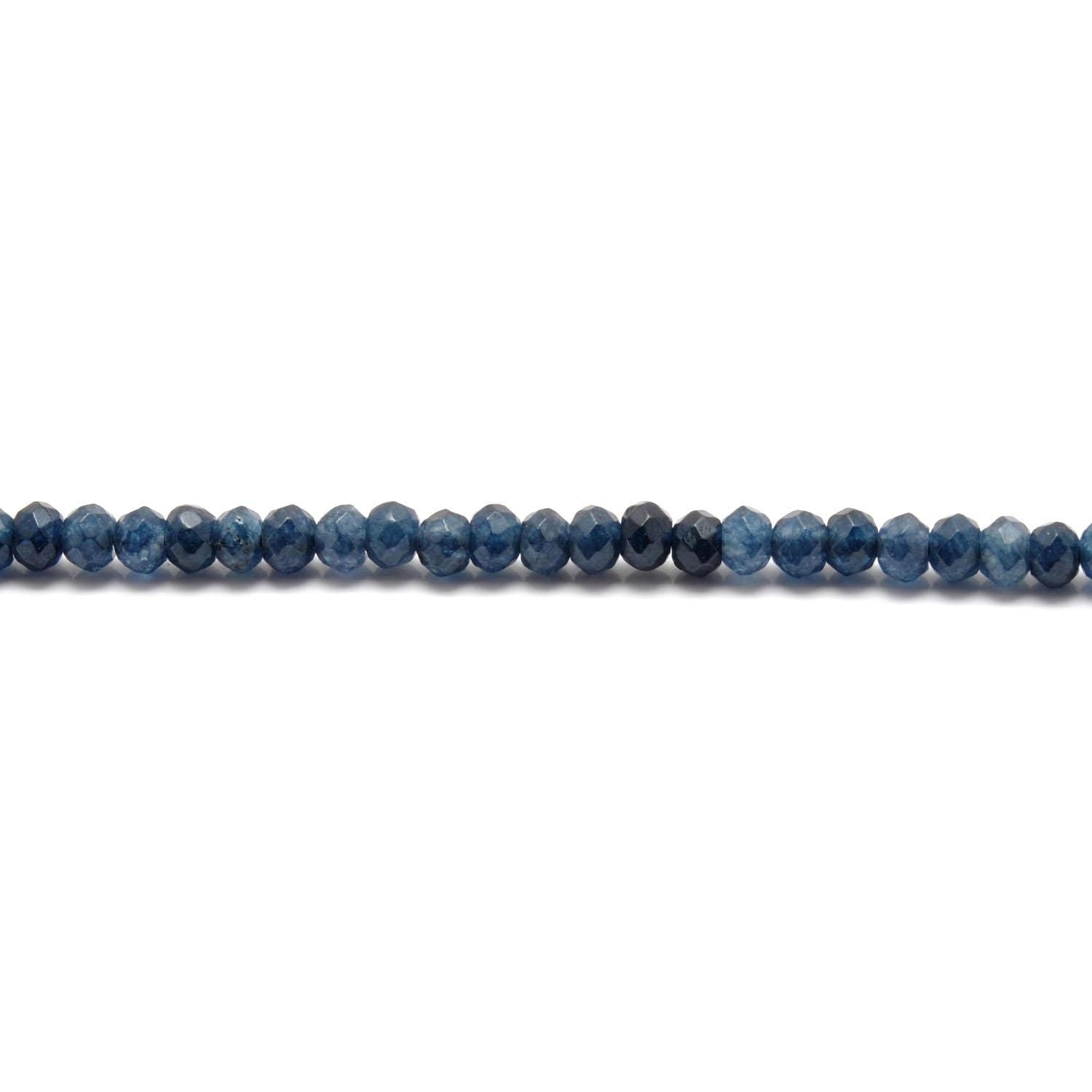 Blue Quartz Faceted Rondelle Gemstone Beads 13.5" Strand - Kanika Creations