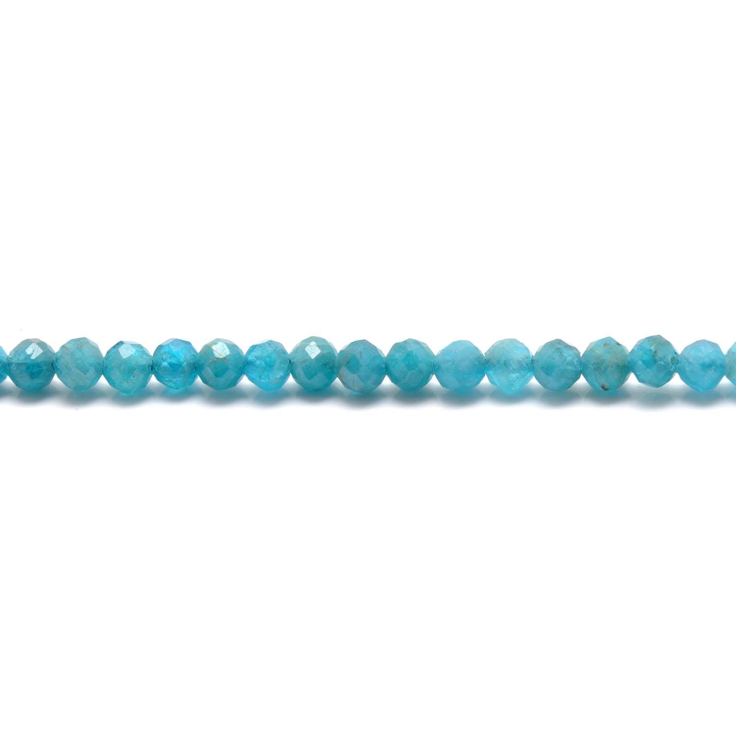 Natural Blue Apatite Round Faceted Gemstone Beads 12.5" Strand - Kanika Creations