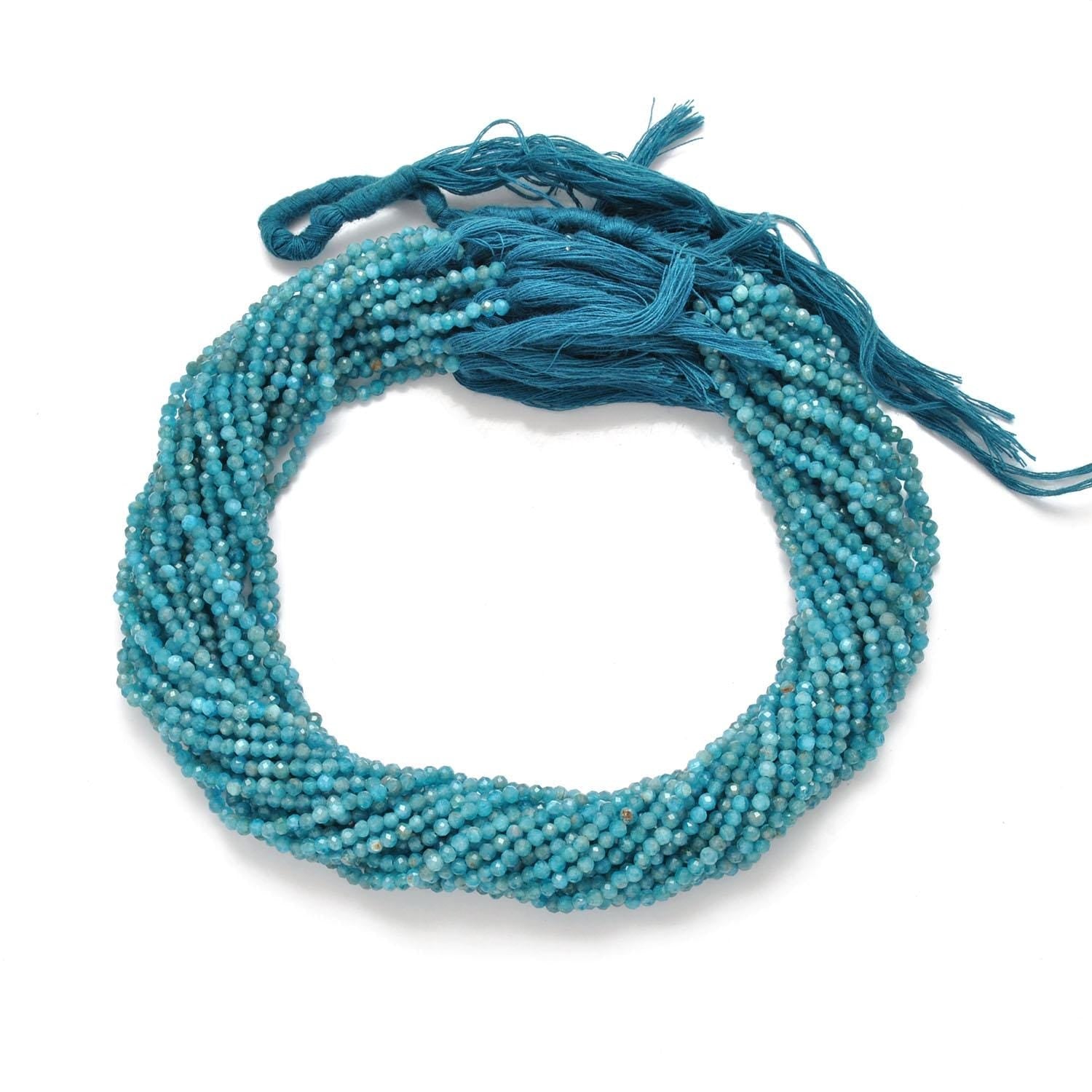 Natural Blue Apatite Round Faceted Gemstone Beads 12.5" Strand - Kanika Creations