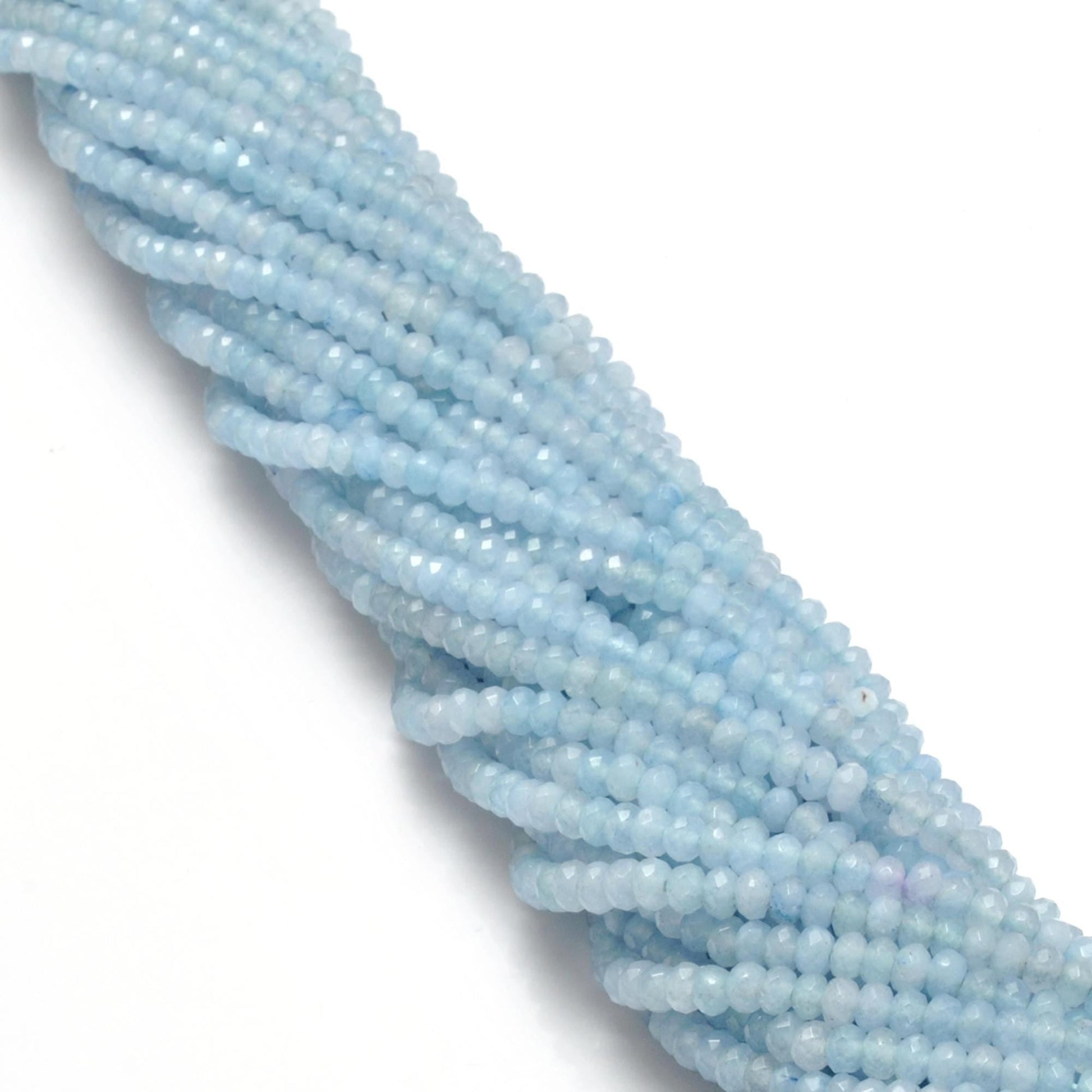 Milky Aqua Quartz Faceted Rondelle Gemstone Beads 14.5" Strand - Kanika Creations