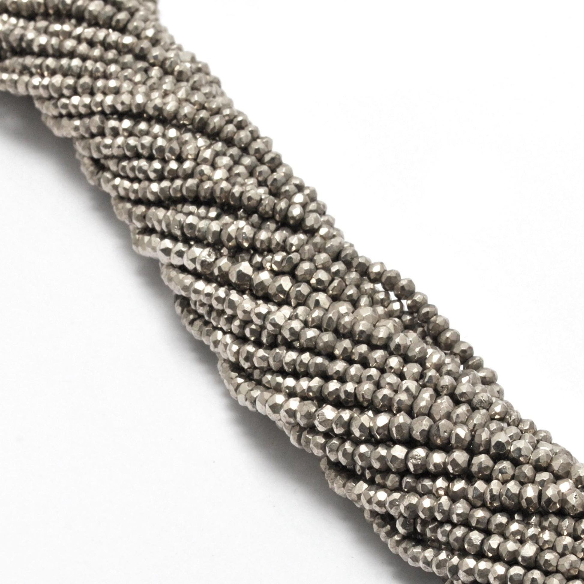 Grey Pyrite Faceted Rondelle Gemstone Beads 13" Strand - Kanika Creations