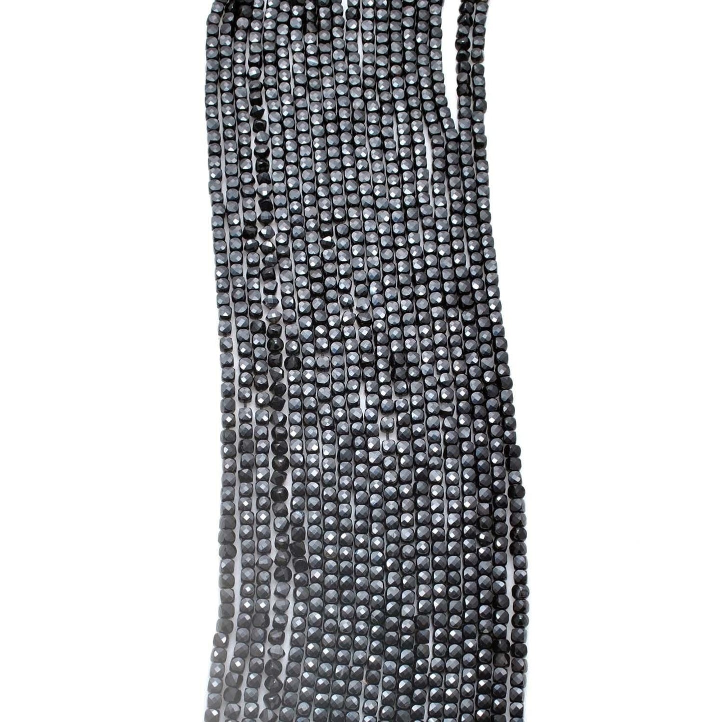 Natural Black Onyx Faceted Cube Gemstone Beads 4mm 12.5" - Kanika Creations