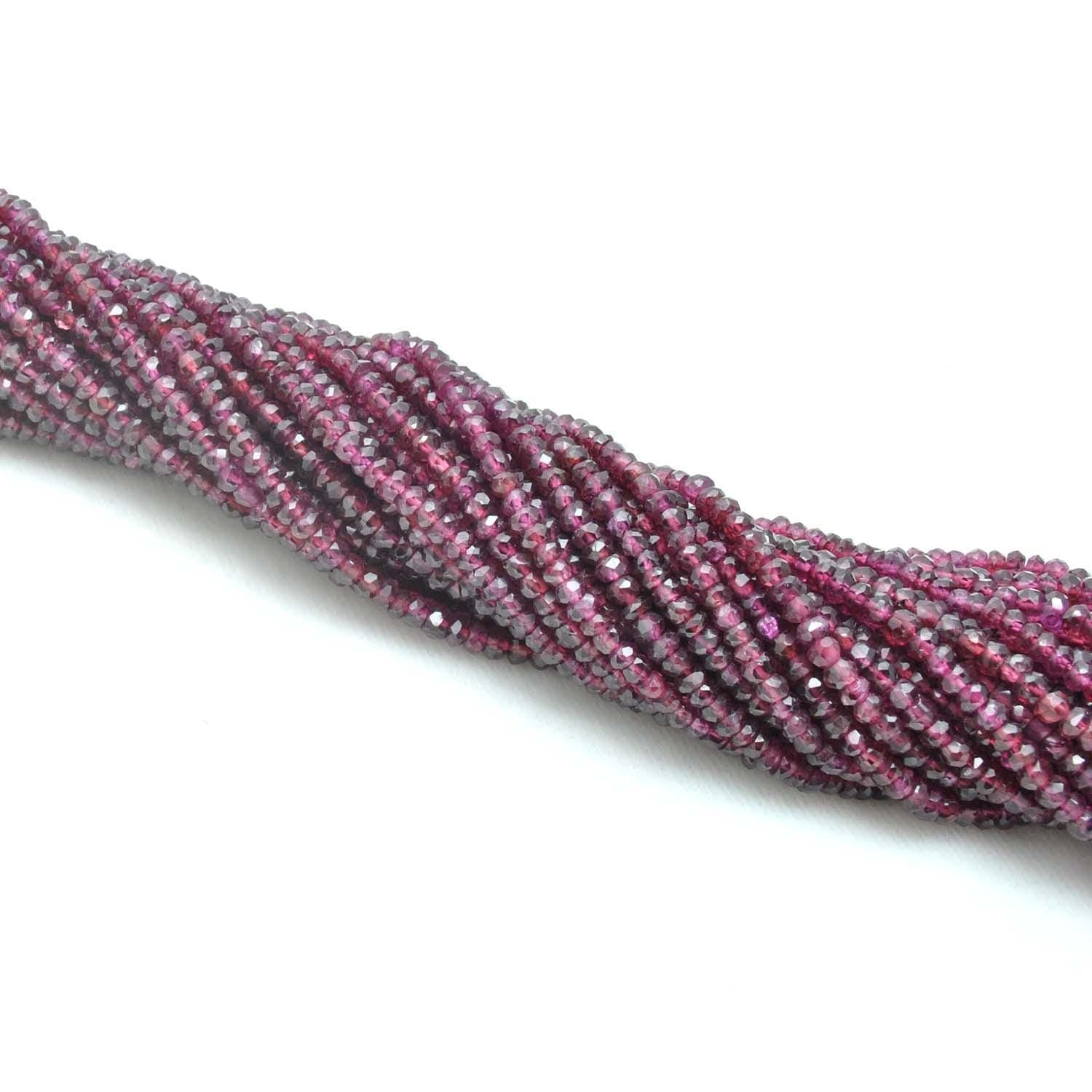 Natural Red Garnet Faceted Rondelle Gemstone Beads 12.5" Strand - Kanika Creations