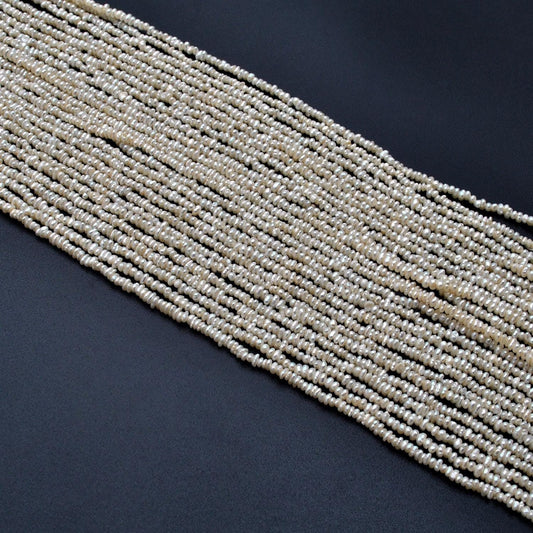 Natural Freshwater Pearl Rondelle Gemstone Beads 2mm 15" - Kanika Creations