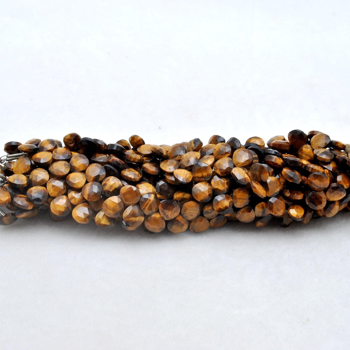 Natural Tiger Eye Faceted Heart Gemstone Beads 10" Strand - Kanika Creations