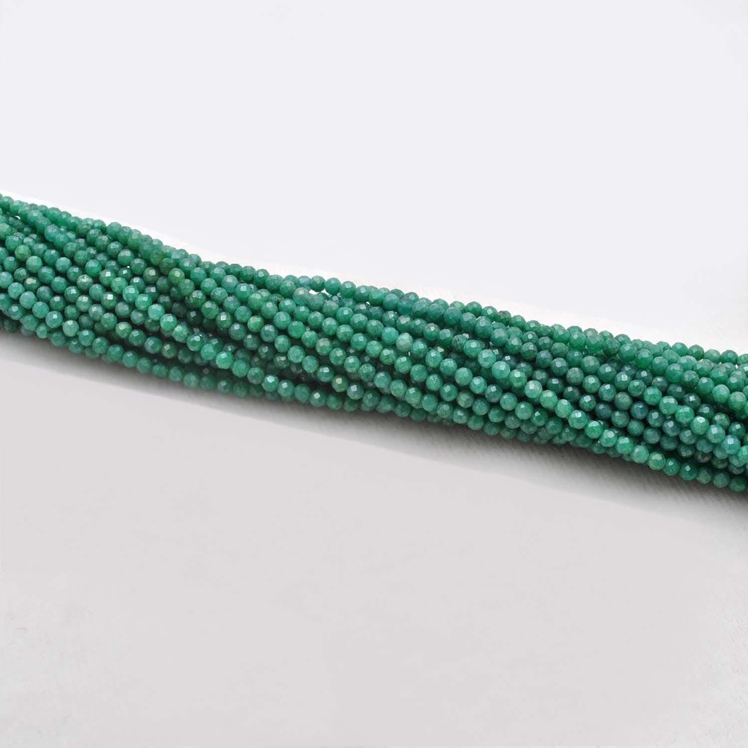 Green Moonstone Faceted Round Gemstone Beads 12.5" - Kanika Creations