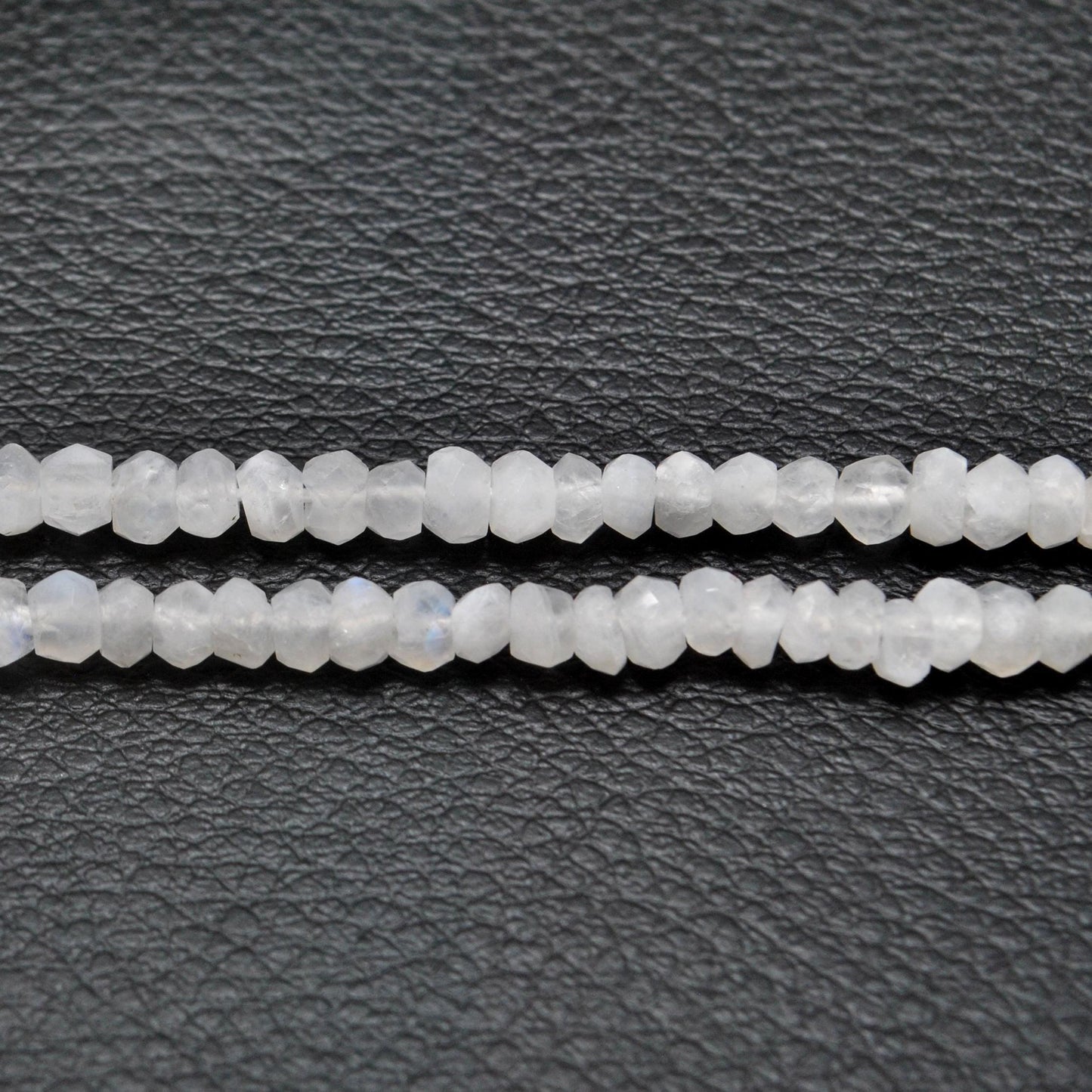Natural Rainbow Moonstone Rondelle Gemstone Beads Strand - Kanika Creations