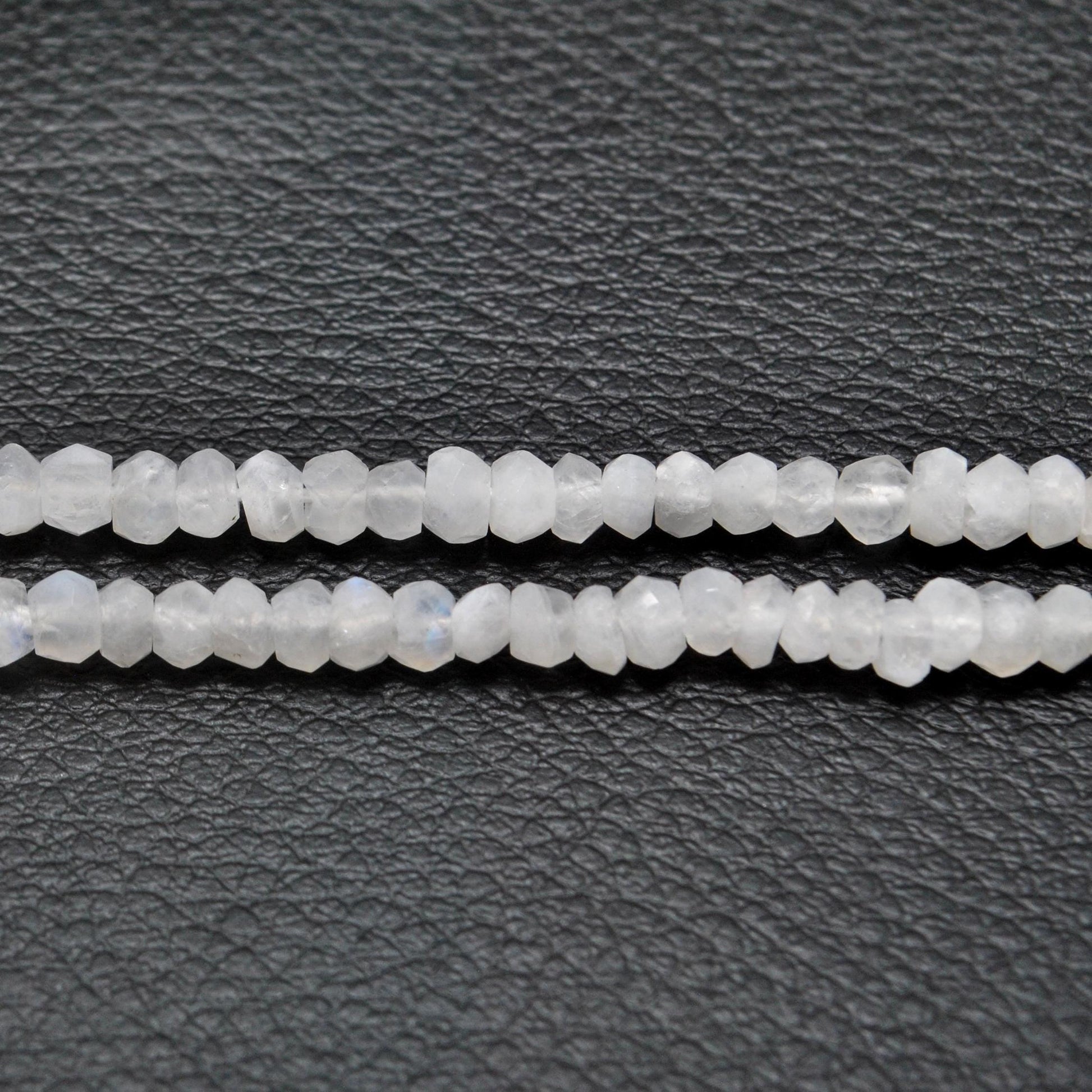 Natural Rainbow Moonstone Rondelle Gemstone Beads Strand - Kanika Creations