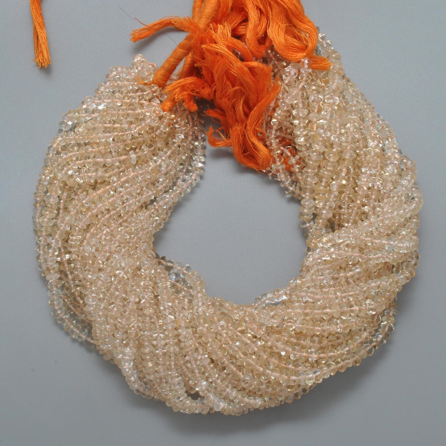 Natural Citrine Plain Button Shape Gemstone 14 inch Strand - Kanika Creations