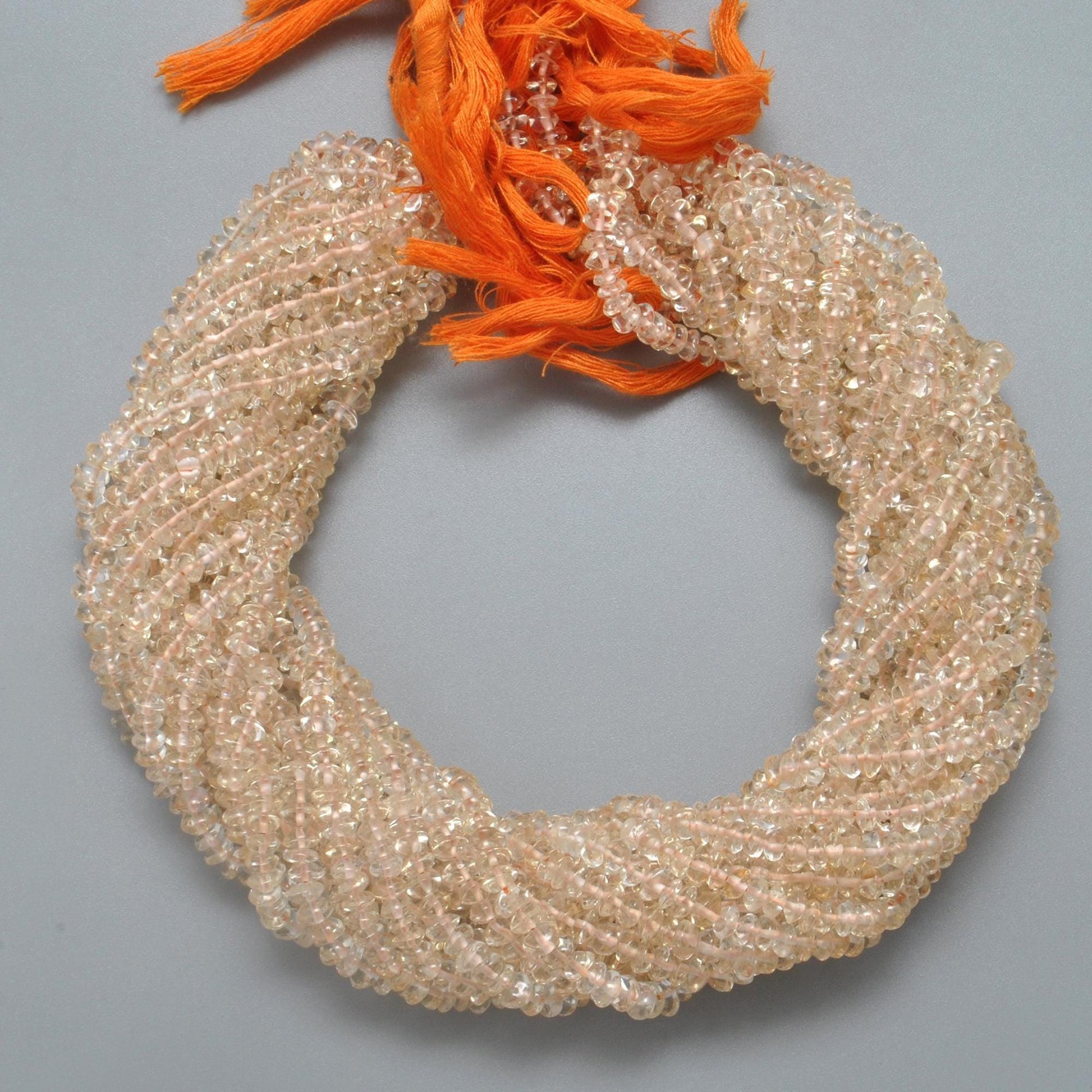 Natural Citrine Plain Button Shape Gemstone 14 inch Strand - Kanika Creations