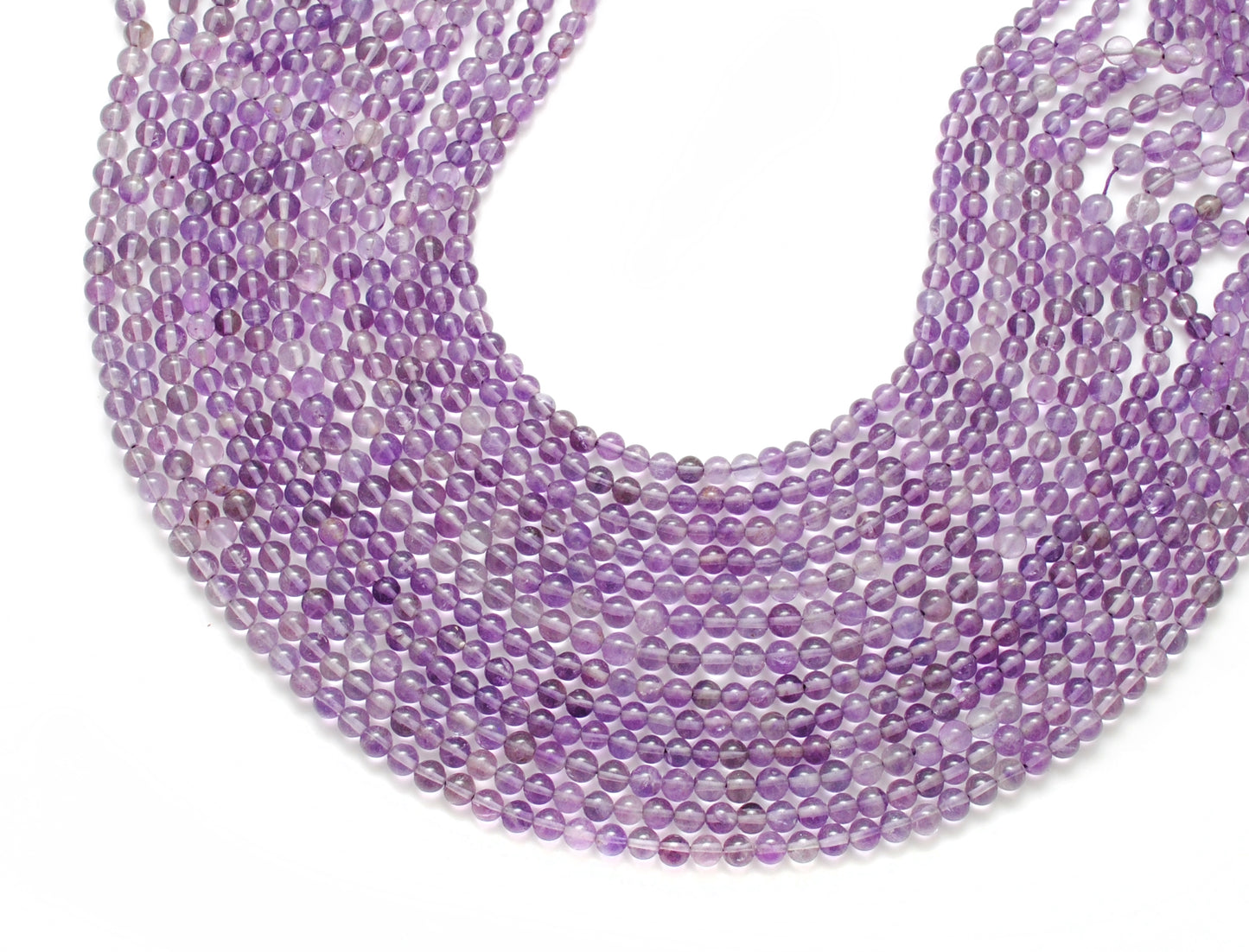 Natural Amethyst Round Beads, 4-4.5mm – 15" Strand, Smooth Gemstone Beads for Necklace & Bracelet Making - Kanika Creations