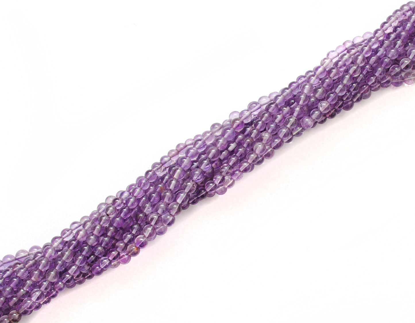 Natural Amethyst Round Beads, 4-4.5mm – 15" Strand, Smooth Gemstone Beads for Necklace & Bracelet Making - Kanika Creations
