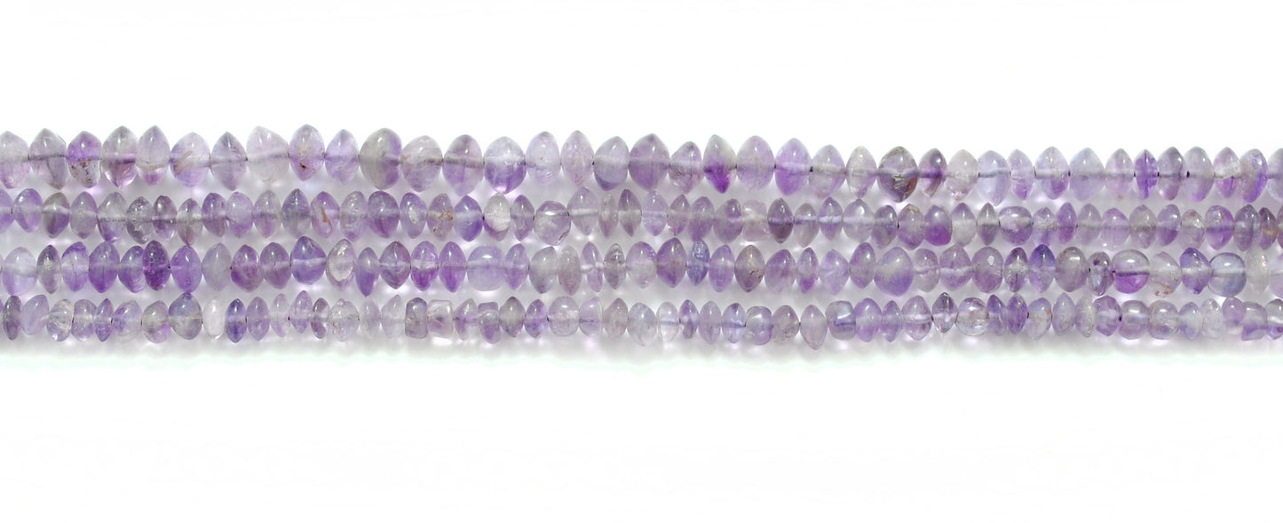 Natural Amethyst Button Beads – 5-6mm, 15" Strand, Smooth Gemstones for DIY Jewelry Making - Kanika Creations