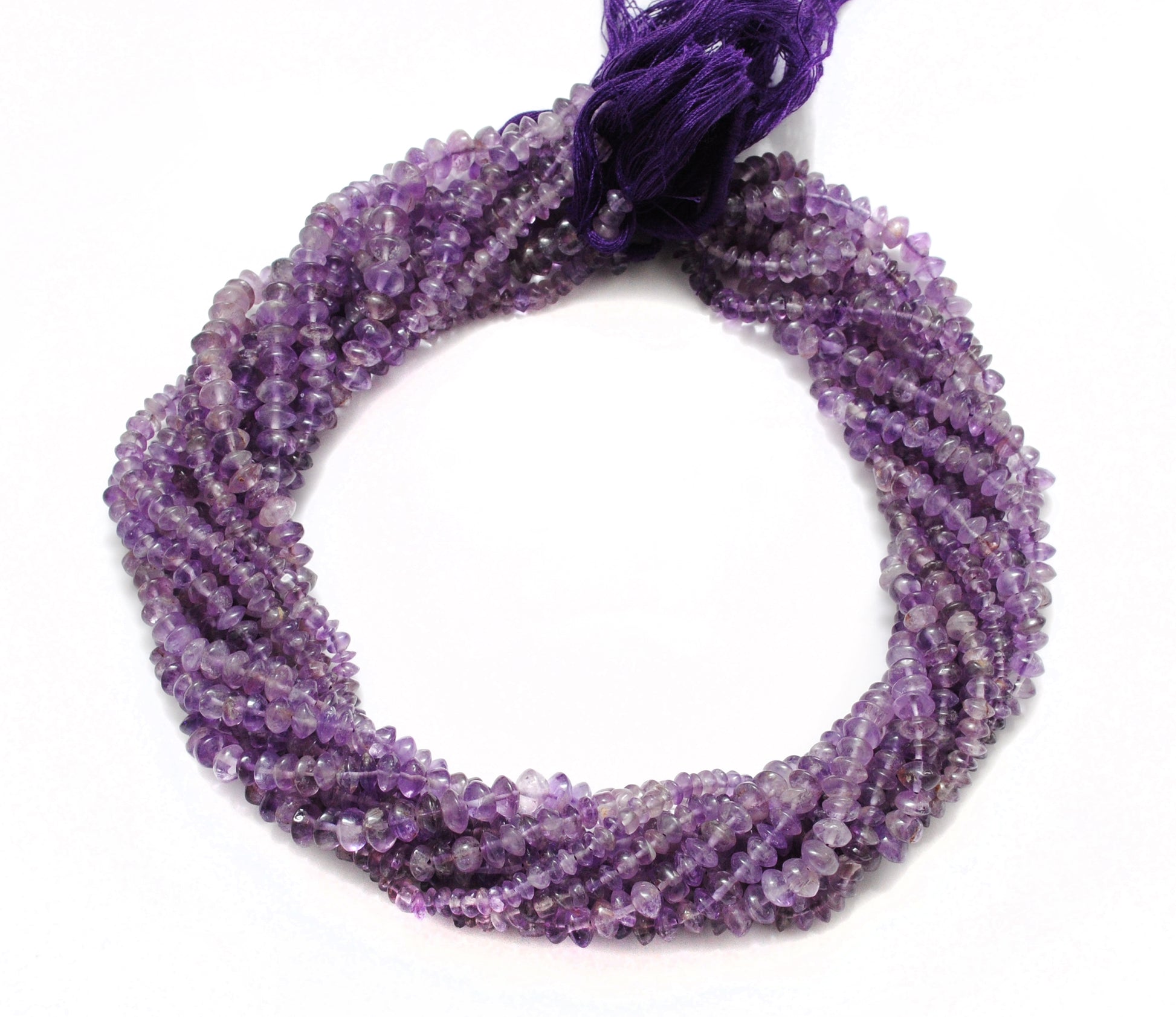 Natural Amethyst Button Beads – 5-6mm, 15" Strand, Smooth Gemstones for DIY Jewelry Making - Kanika Creations