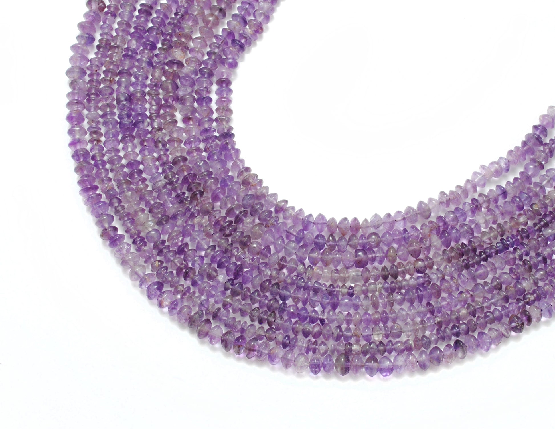 Natural Amethyst Button Beads – 5-6mm, 15" Strand, Smooth Gemstones for DIY Jewelry Making - Kanika Creations
