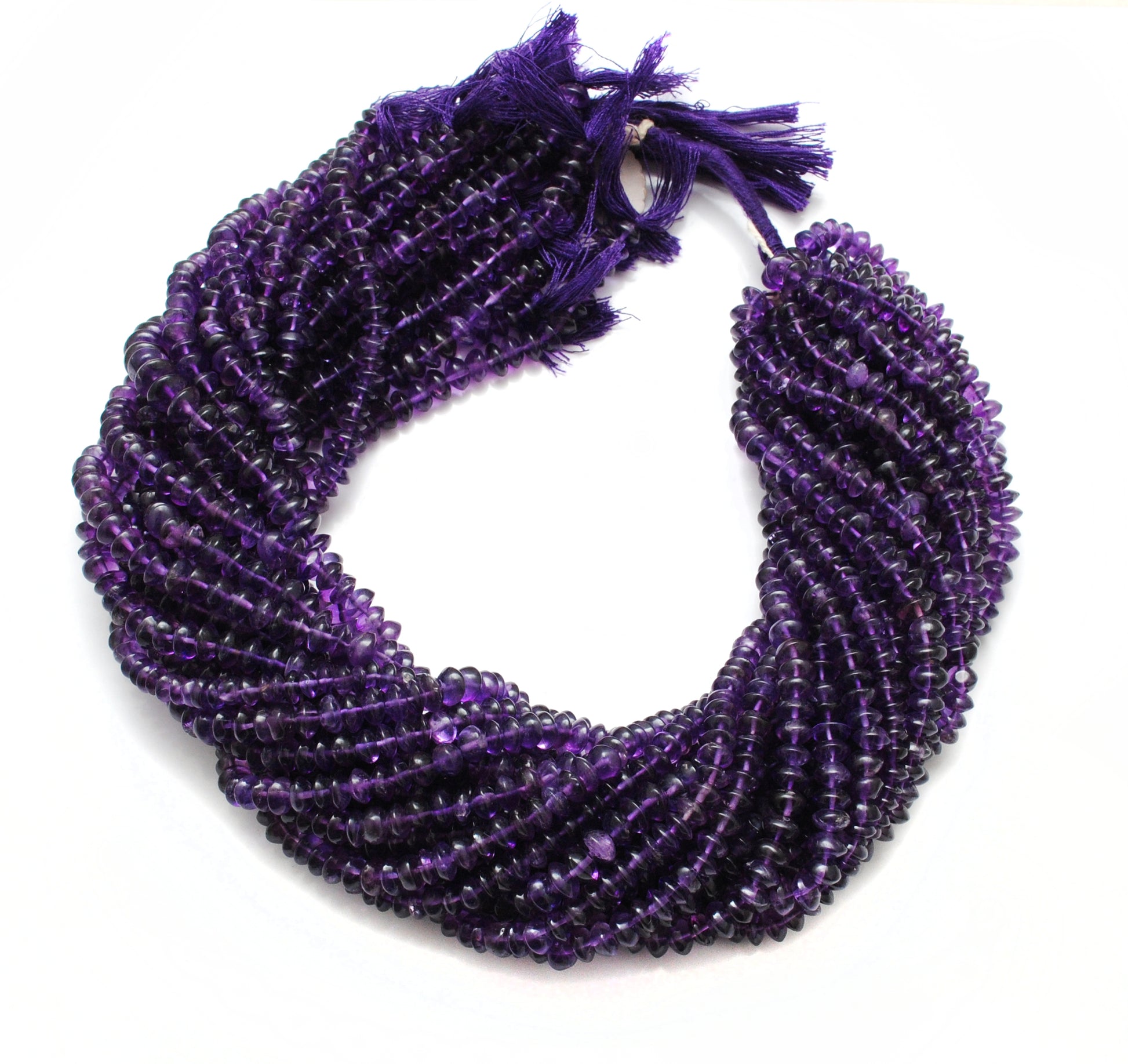 Natural Amethyst Button Beads – 5-6mm, 15" Strand, Smooth Gemstones for DIY Jewelry Making - Kanika Creations