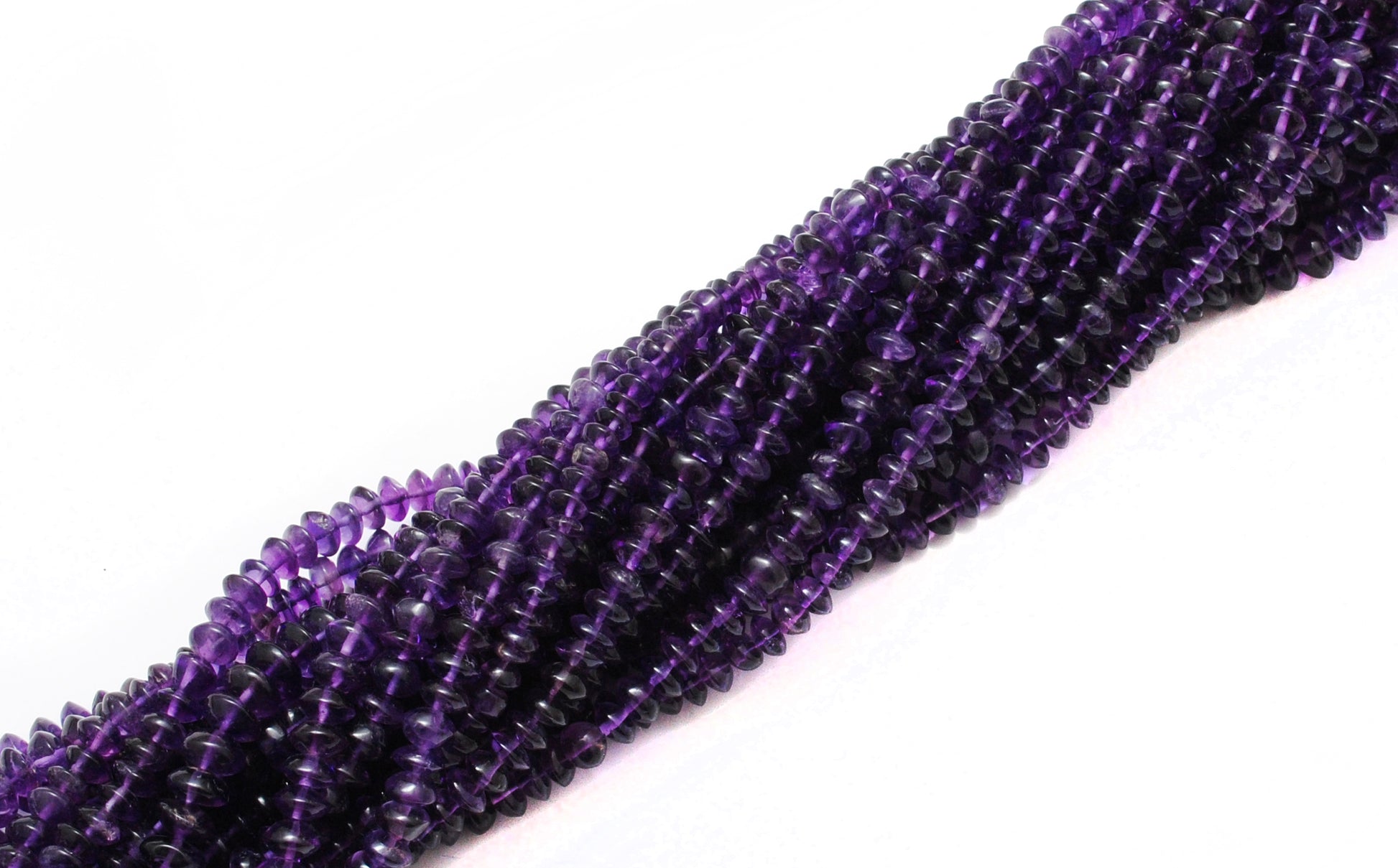 Natural Amethyst Button Beads – 5-6mm, 15" Strand, Smooth Gemstones for DIY Jewelry Making - Kanika Creations
