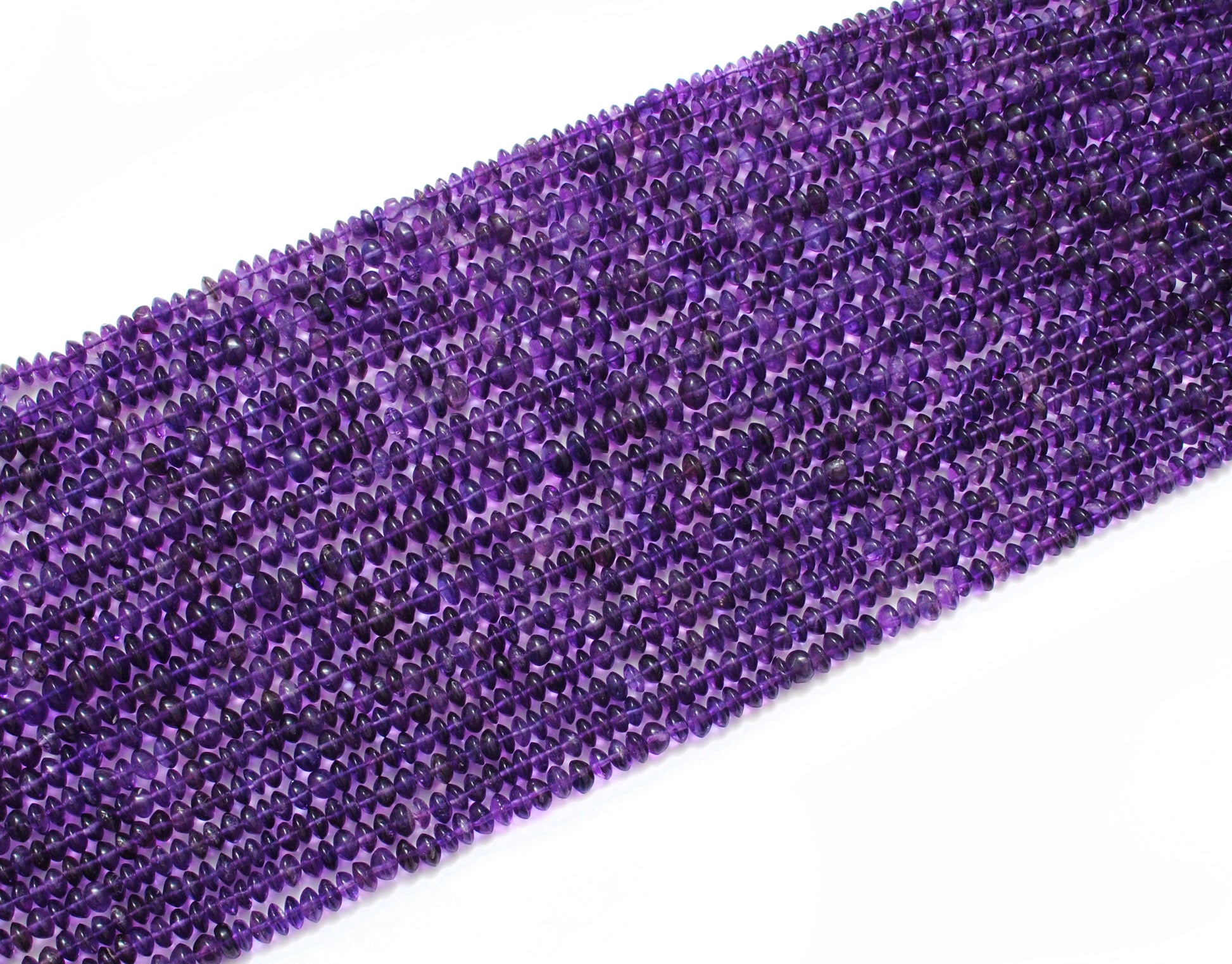 Natural Amethyst Button Beads – 5-6mm, 15" Strand, Smooth Gemstones for DIY Jewelry Making - Kanika Creations