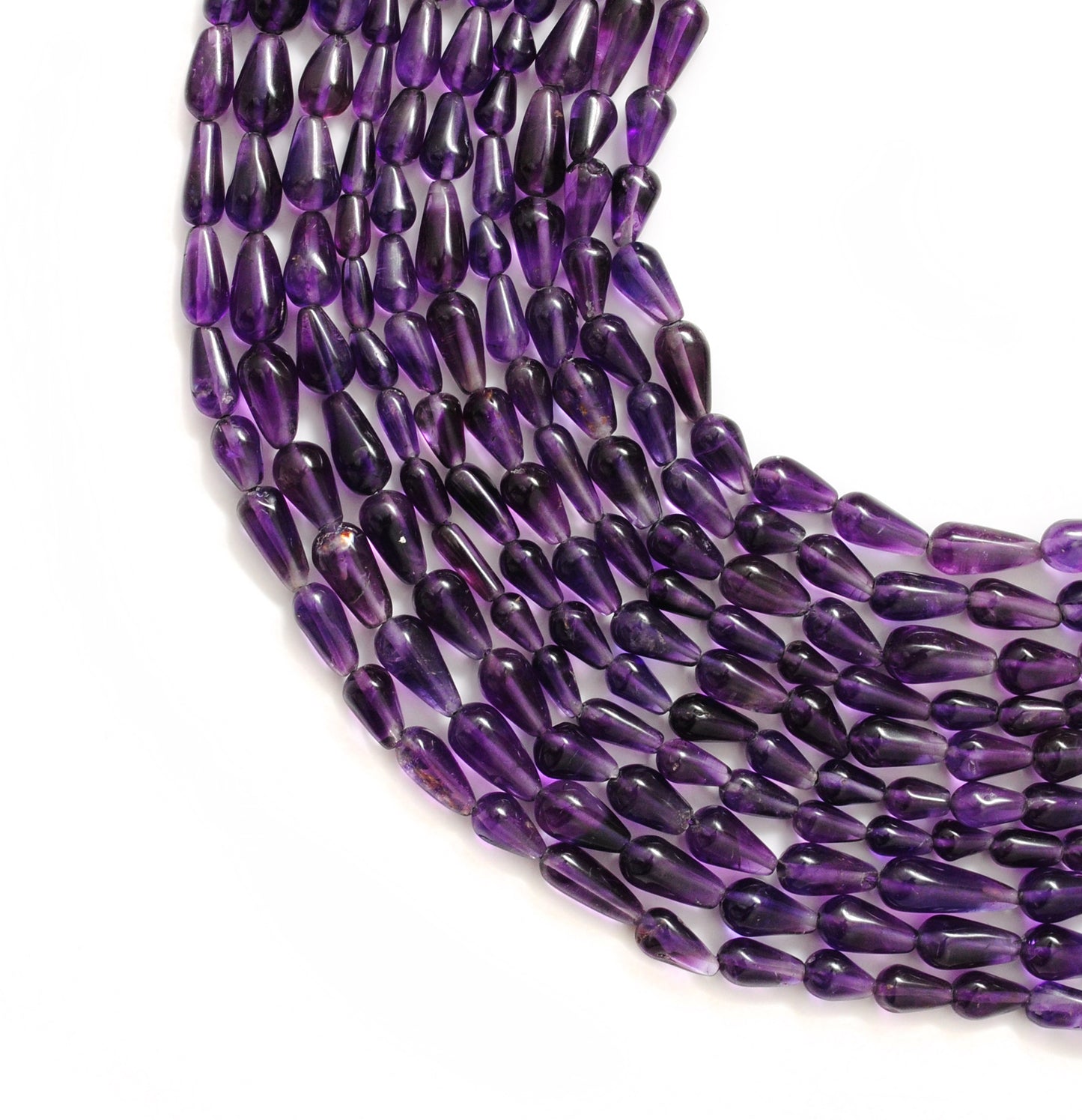 Natural Amethyst Drop Beads – 5x8 to 6x11mm – Straight Drilled Loose Gemstone 14" Strand - Kanika Creations