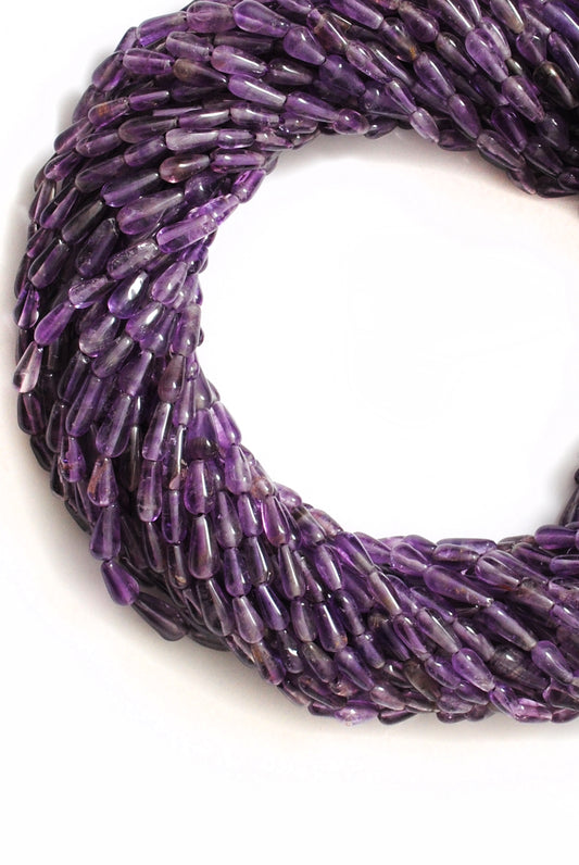 Natural Amethyst Drop Gemstone Beads – 3x6-4x9mm MIx Size – 14" Strand - Kanika Creations