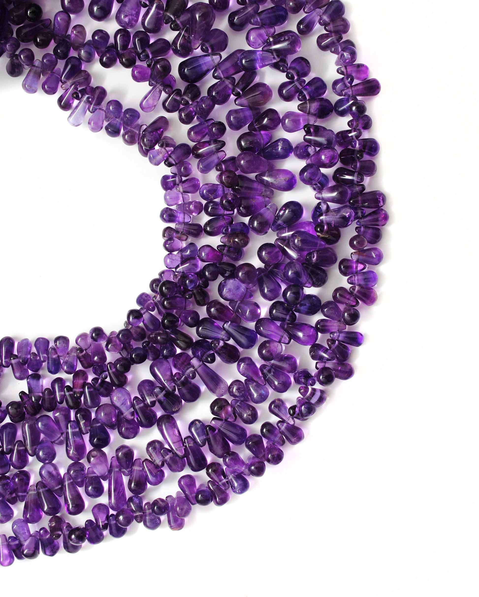 Natural Amethyst Drop Beads, 3x6-7x11mm Mixed Size, 16-Inch Strand for Necklace & Bracelet Making - Kanika Creations