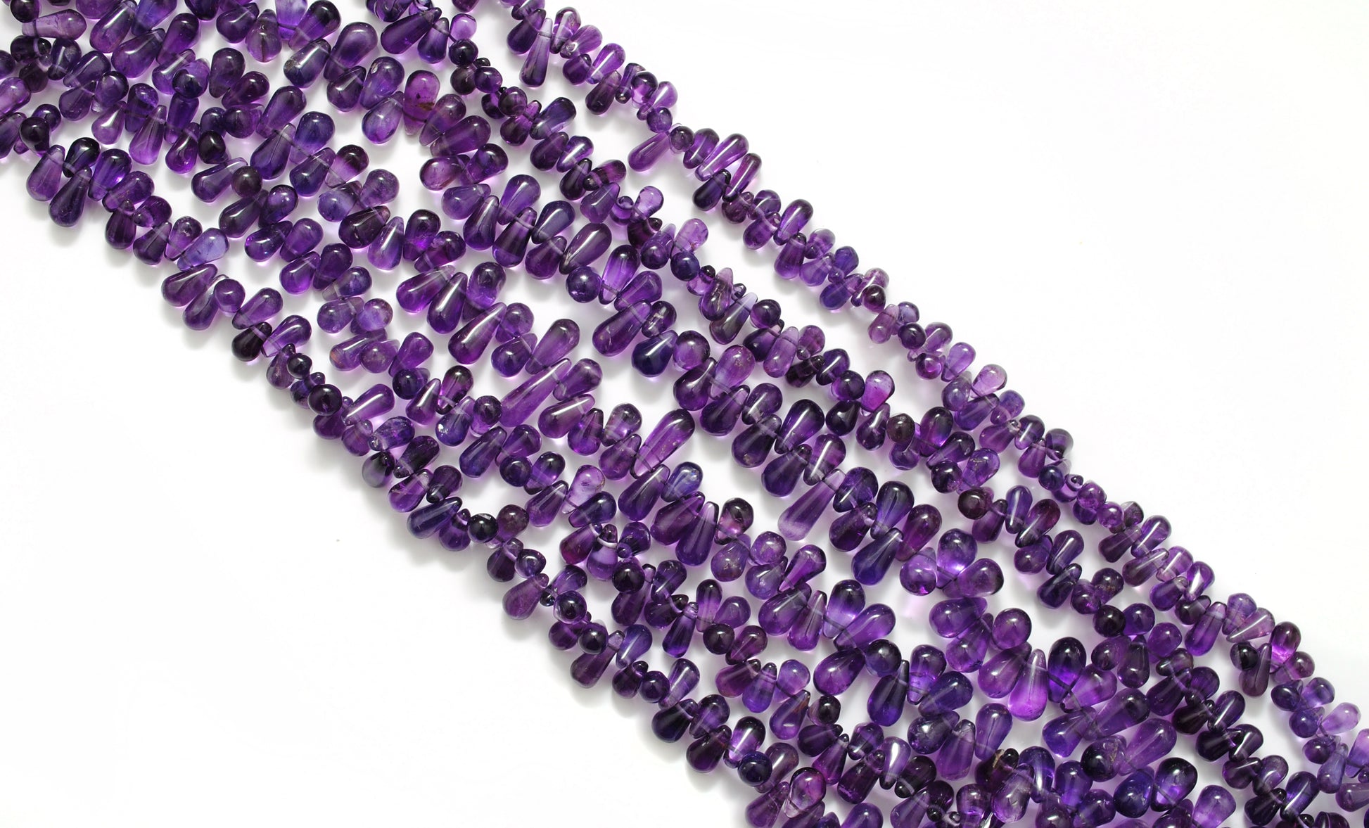 Natural Amethyst Drop Beads, 3x6-7x11mm Mixed Size, 16-Inch Strand for Necklace & Bracelet Making - Kanika Creations
