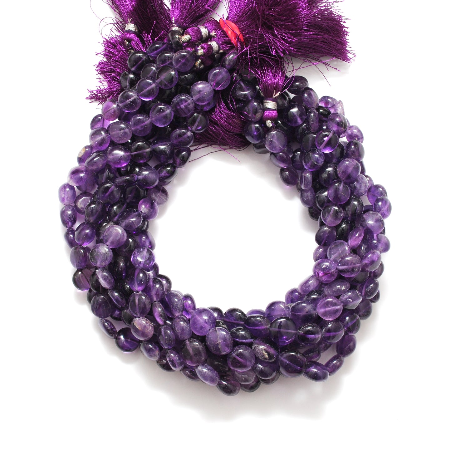 Natural Amethyst Coin Beads – Center Drilled 10-11 mm – 16" Strand DIY Gemstone Beads - Kanika Creations