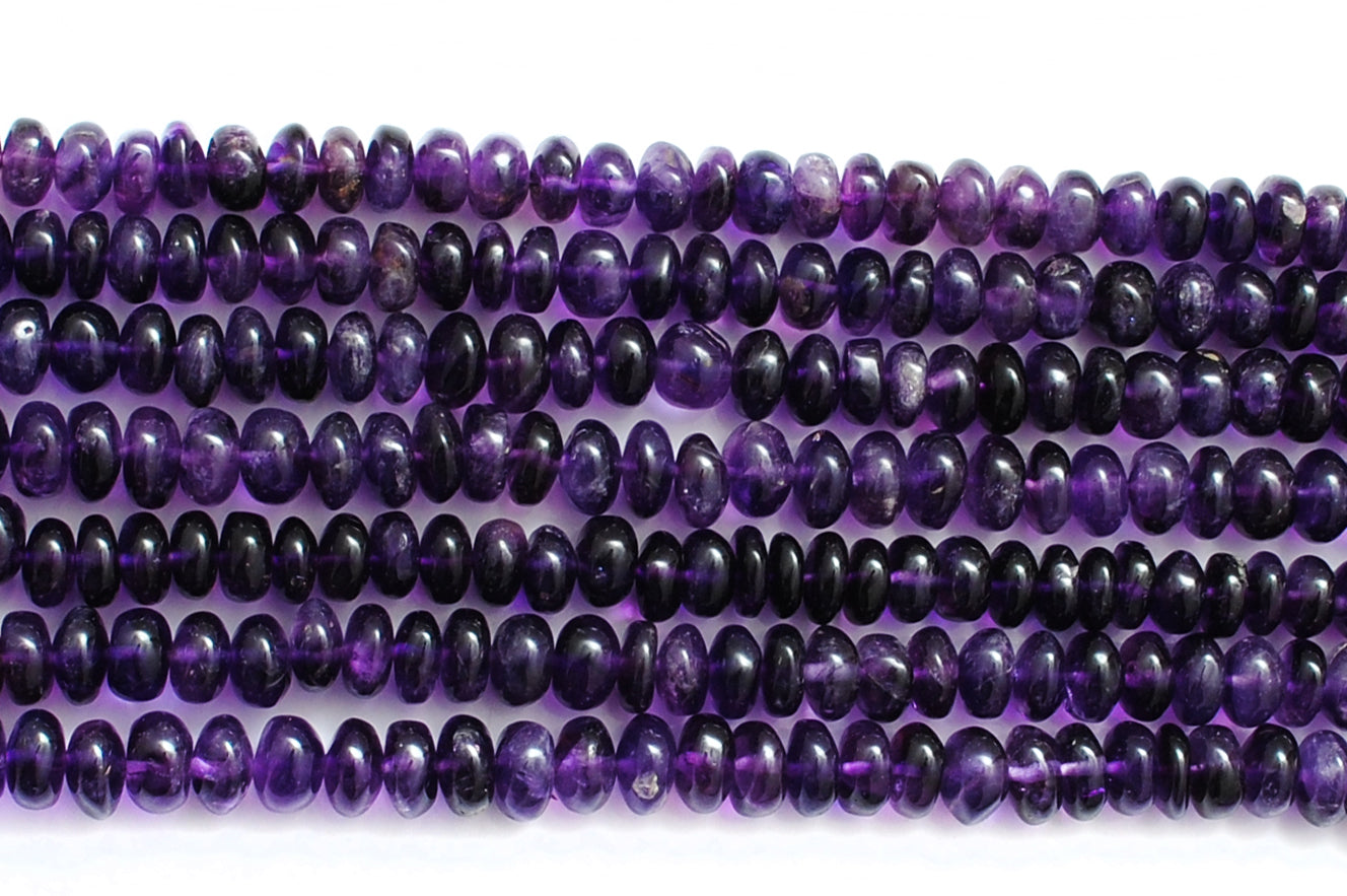 Natural Amethyst Rondelle Beads, 7-9mm – 16" Strand for Custom Jewelry Making - Kanika Creations