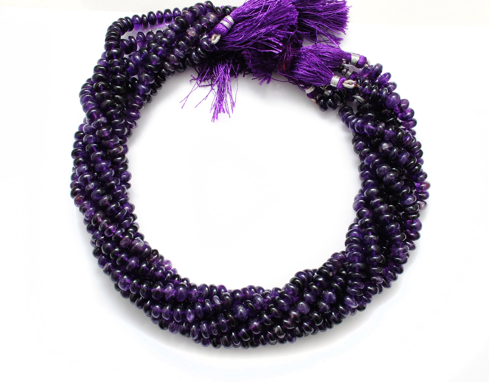 Natural Amethyst Rondelle Beads, 7-9mm – 16" Strand for Custom Jewelry Making - Kanika Creations