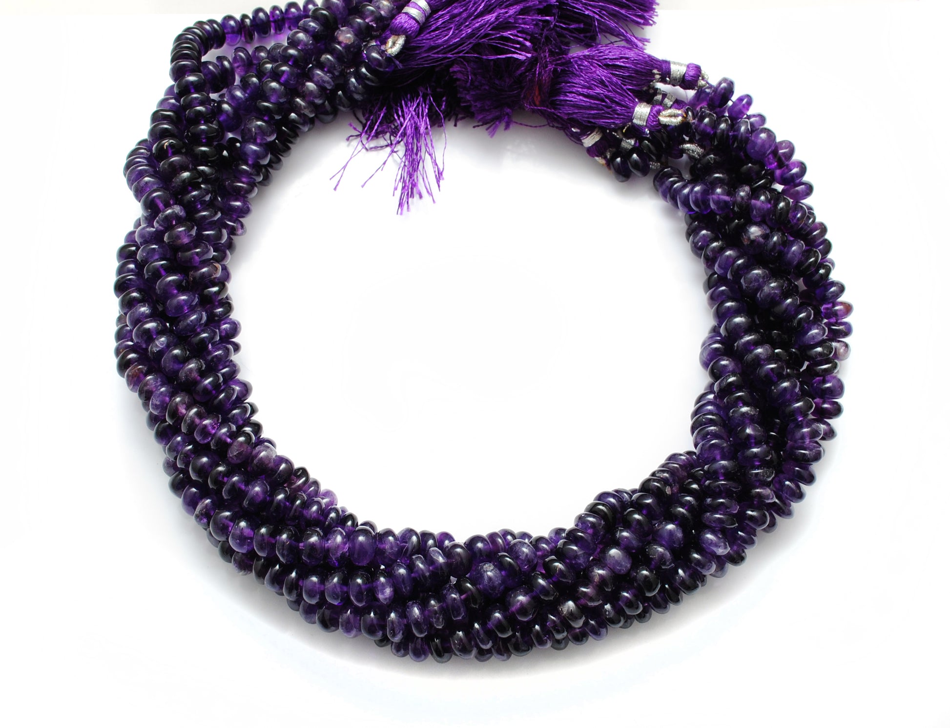 Natural Amethyst Rondelle Beads, 7-9mm – 16" Strand for Custom Jewelry Making - Kanika Creations