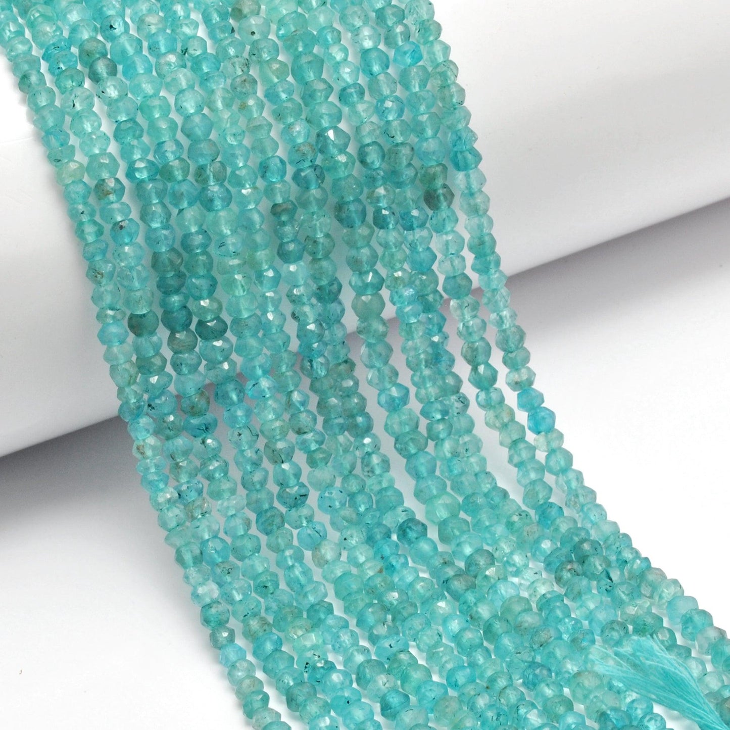 Natural blue apatite rondelle beads - spacer jewelry example