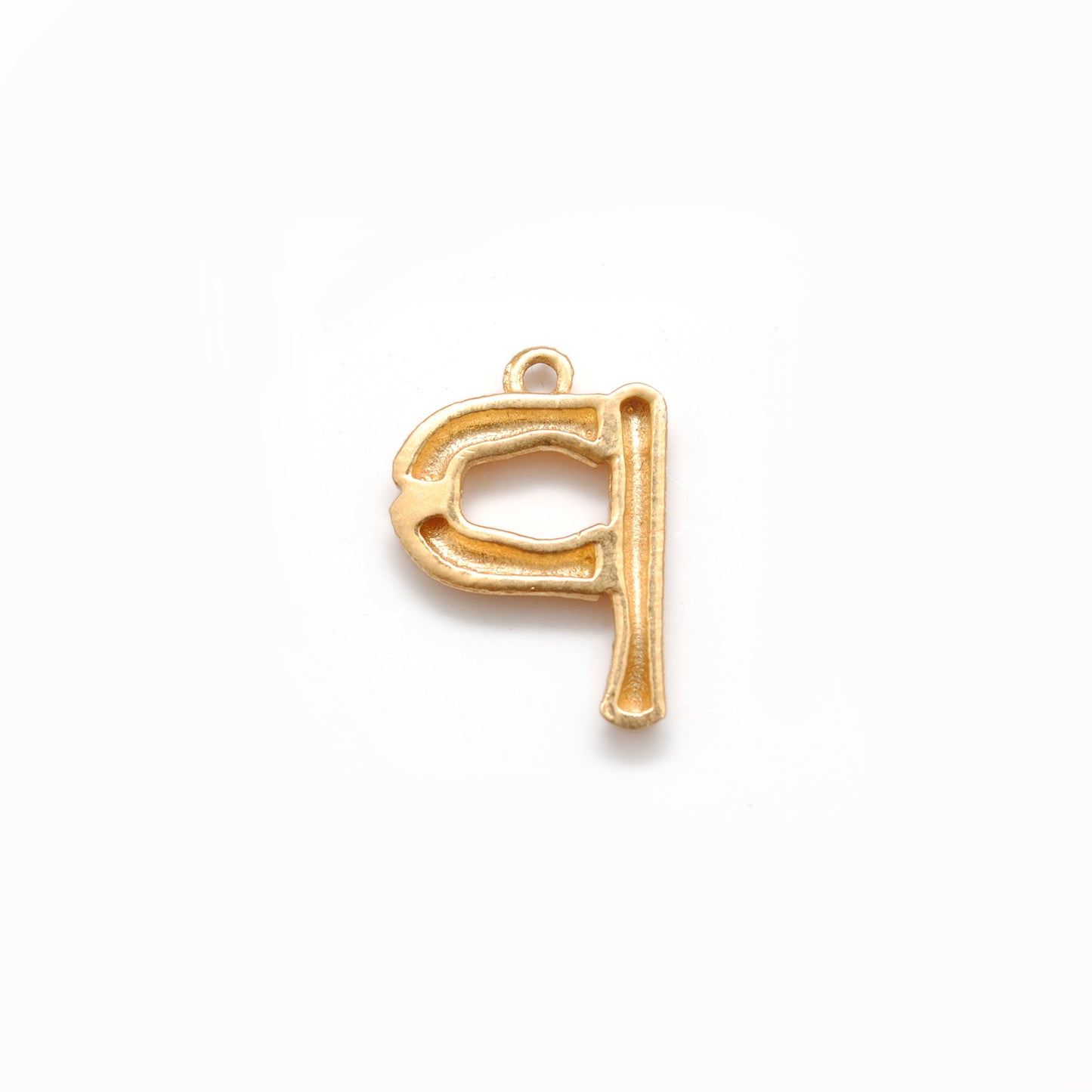 18k Solid Yellow Gold P Initial Letter Charm Pendant