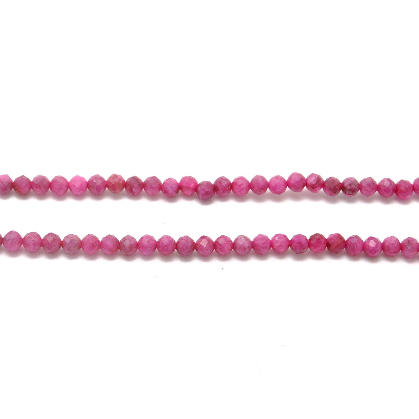 Red moonstone round faceted beads detail shot - adularescence glow
