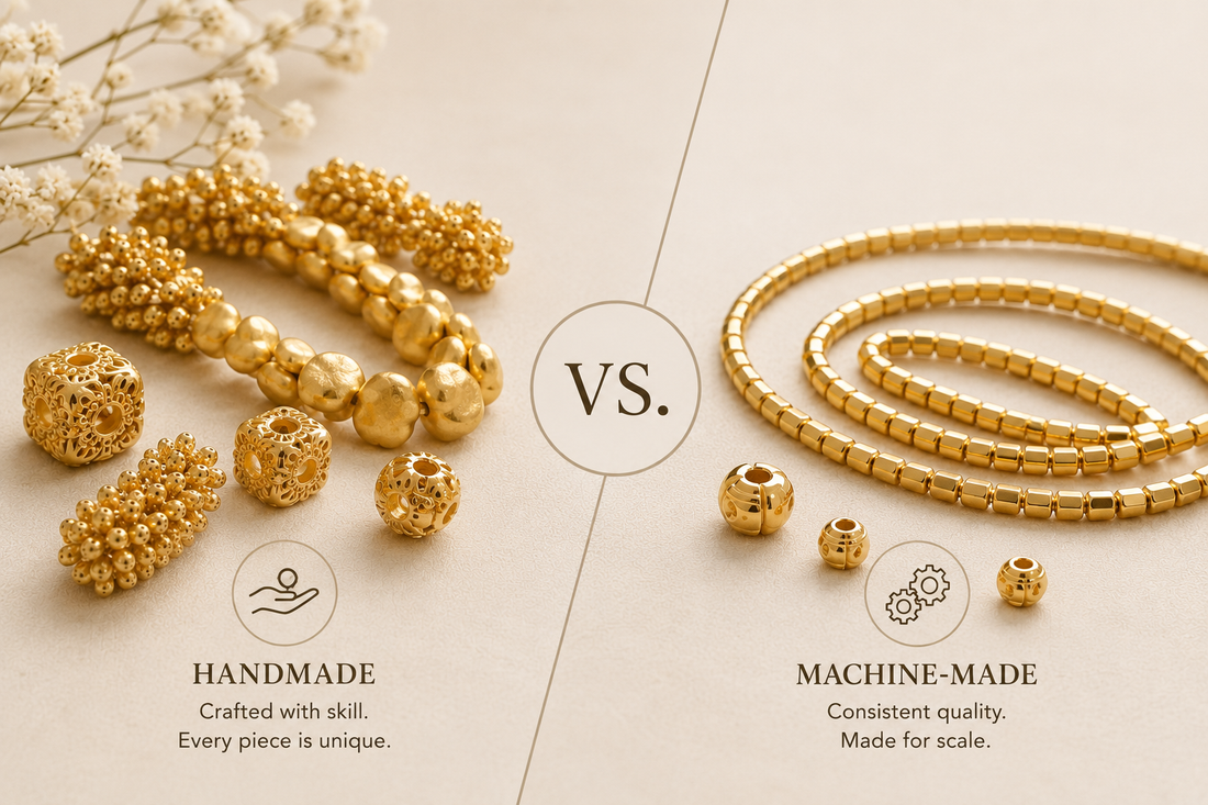 Handmade vs. Machine-Made 18K Gold Beads for Jewelry Businesses