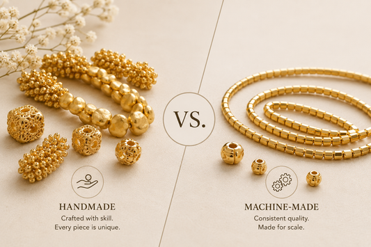 Handmade vs. Machine-Made 18K Gold Beads for Jewelry Businesses