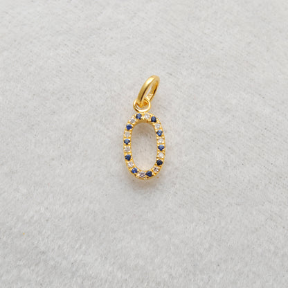 925 Sterling Silver Numeric 0 Charm – 18mm, Ruby, Tsavorite, Diamond & Blue Sapphire Options