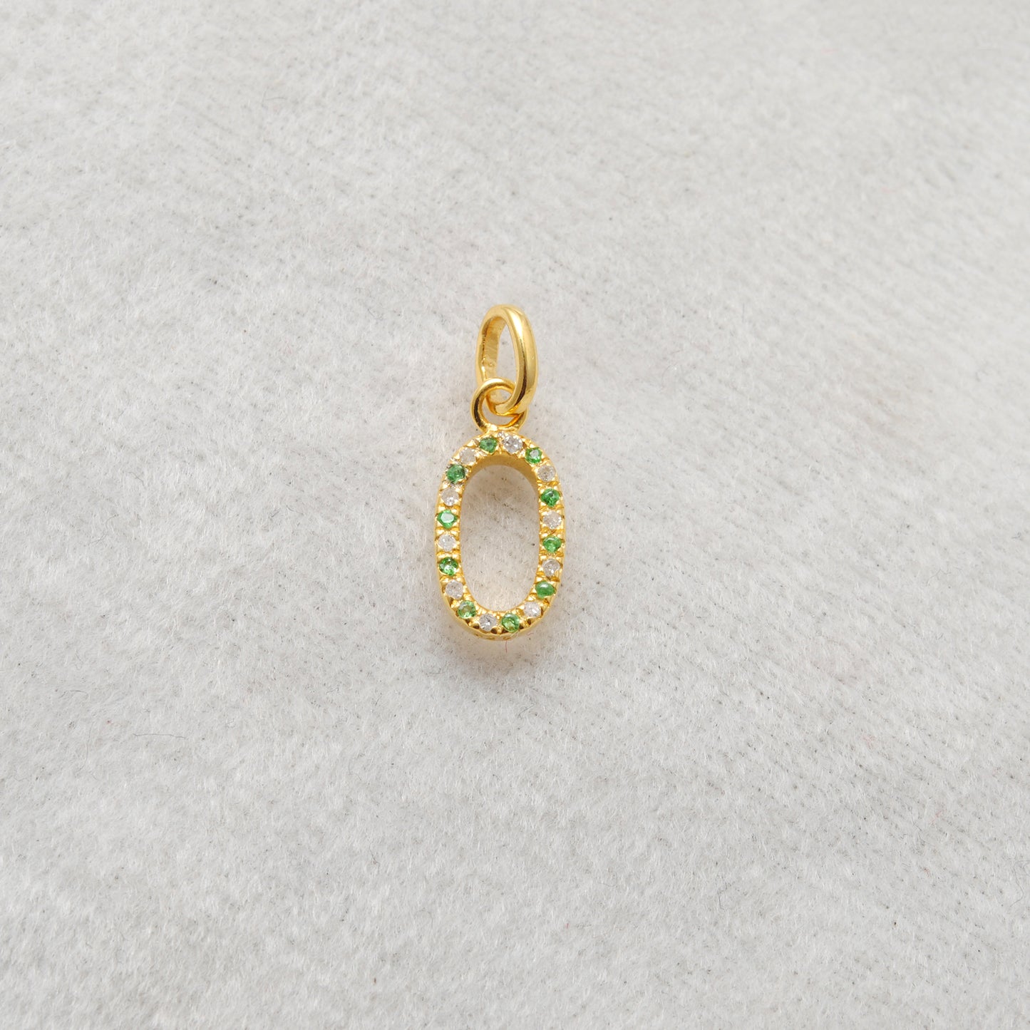 925 Sterling Silver Numeric 0 Charm – 18mm, Ruby, Tsavorite, Diamond & Blue Sapphire Options