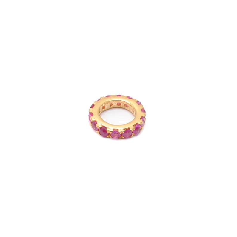 10mm 14K Yellow Gold Ruby Wheel Spacer Charm – Side Profile View