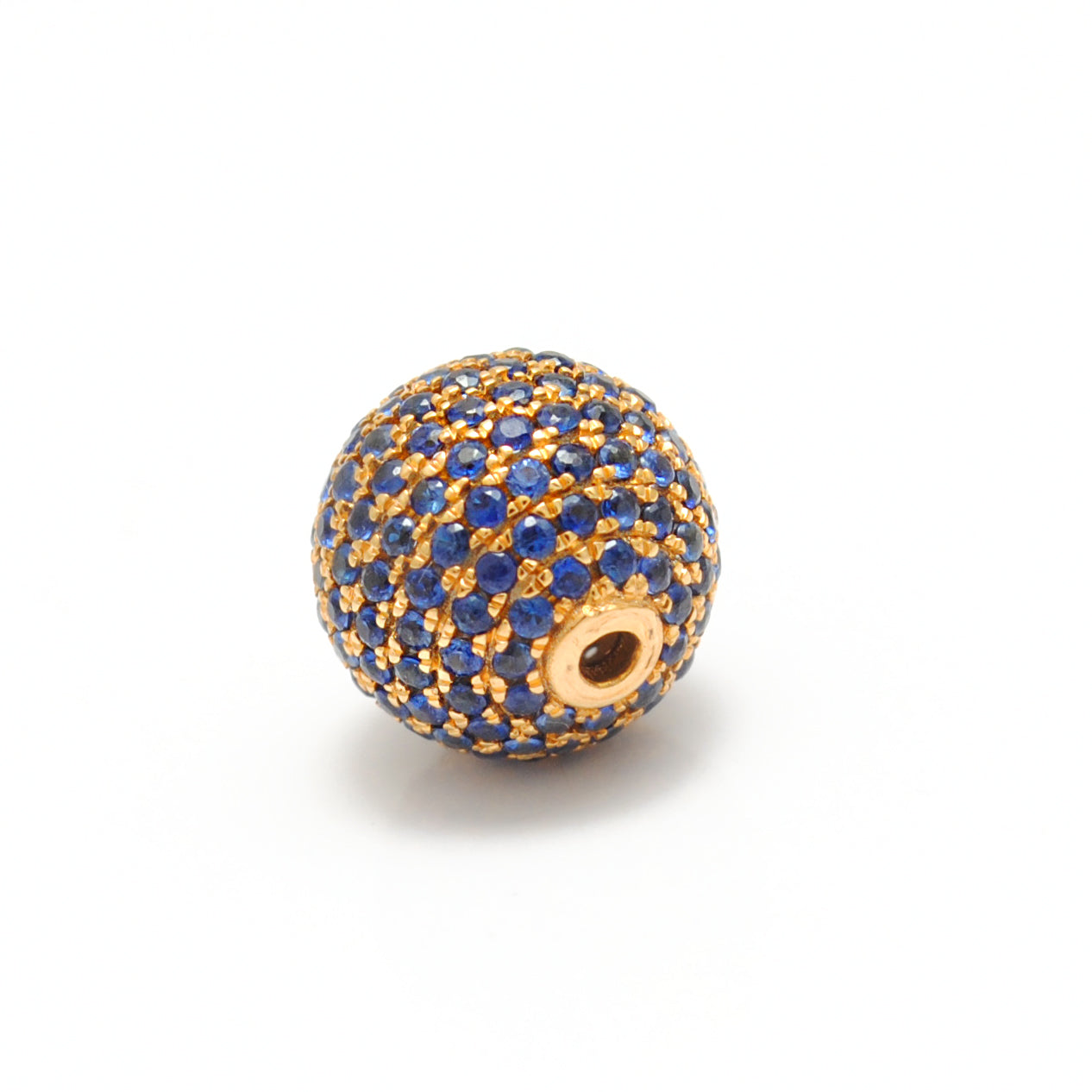 10mm Blue Sapphire 14K Gold Ball Spacer – Overhead View